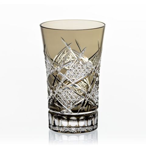  Ly (cốc) pha lê tumbler uống bia Edo Kiriko 'Ishigaki' 400ml màu trà | Kagami T778 - 3029-BLK 