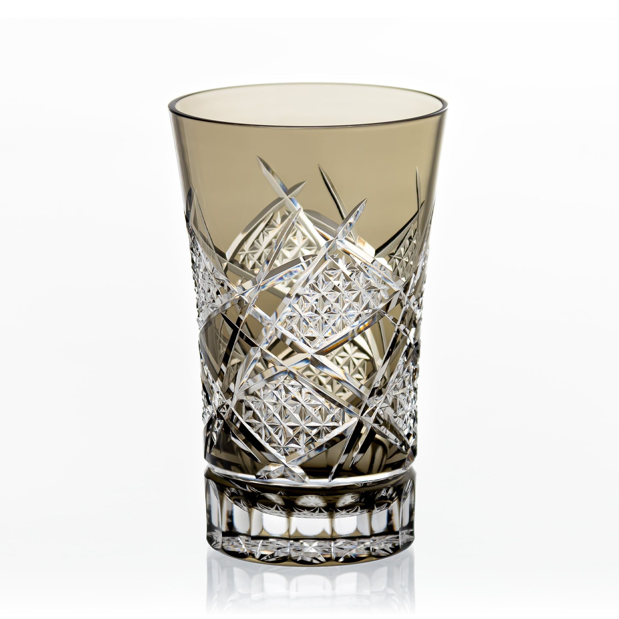  Ly (cốc) pha lê tumbler uống bia Edo Kiriko 'Ishigaki' 400ml màu trà | Kagami T778 - 3029-BLK 