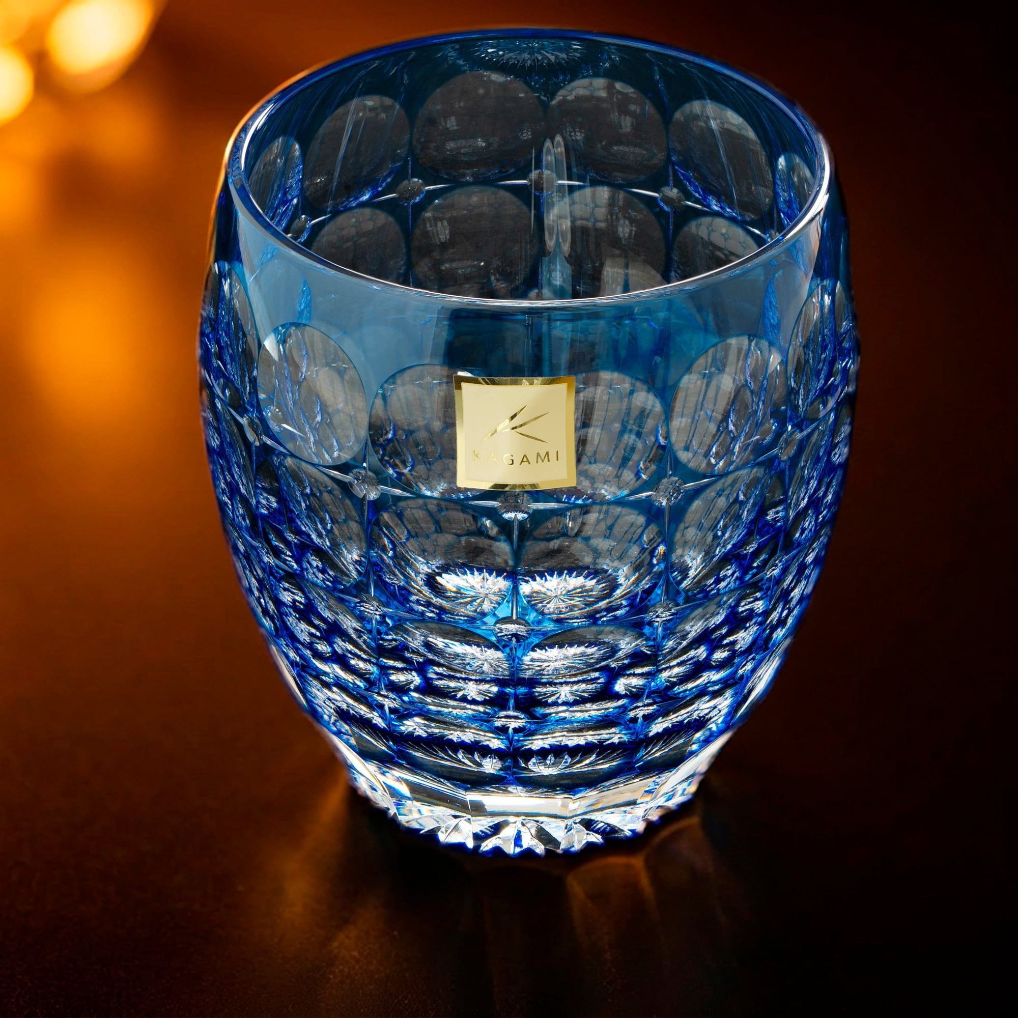  Ly pha lê rock glass Edo Kiriko 'Ajisai' 240ml màu xanh cobalt được chế tác bởi nghệ nhân Satoshi Nabeya | Kagami Crystal T727 - 2684-CCB 