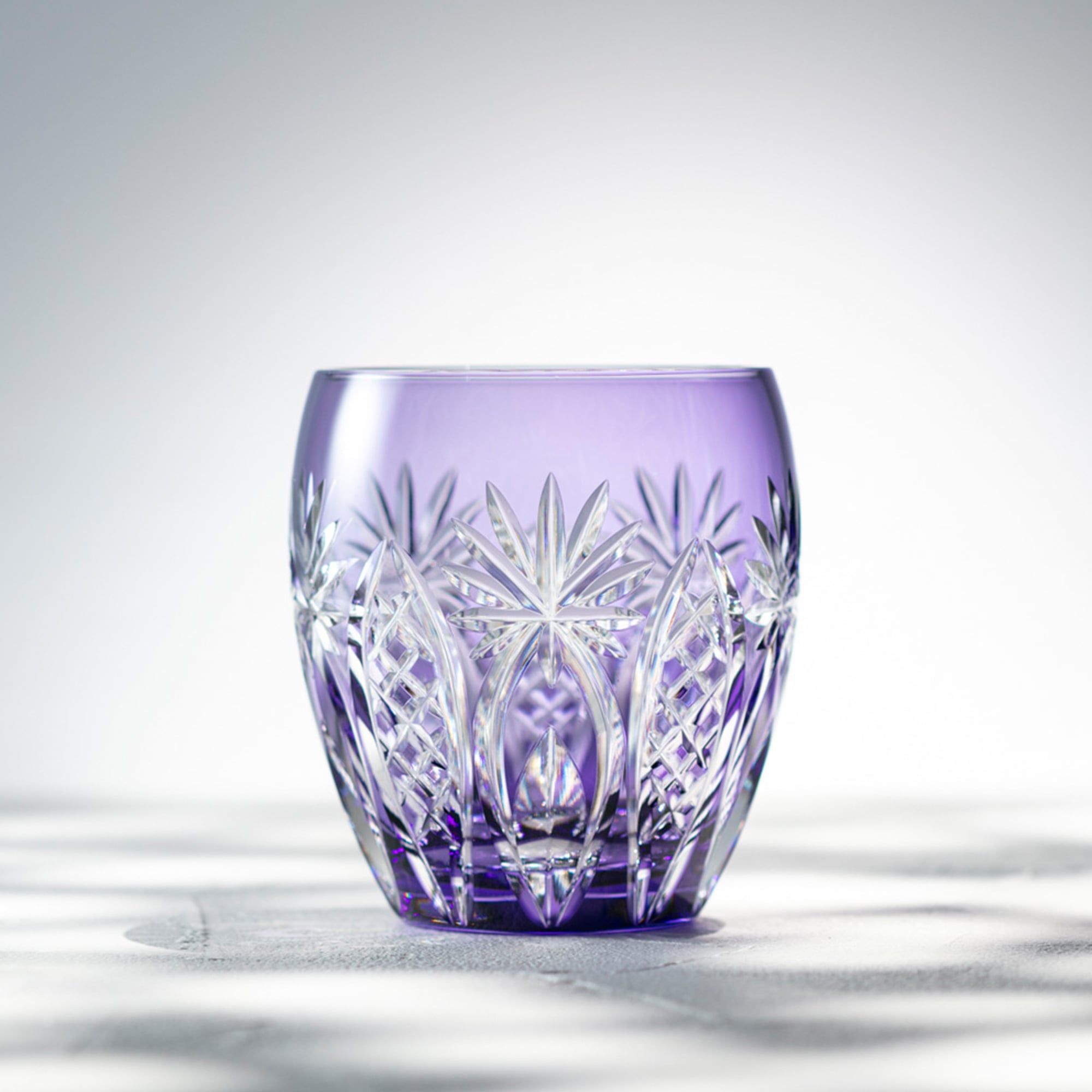  Ly pha lê rock glass họa tiết Edo Kiriko 'Bamboo Fence & Star' 240ml màu tím | Kagami T727 - 2668-CMP 