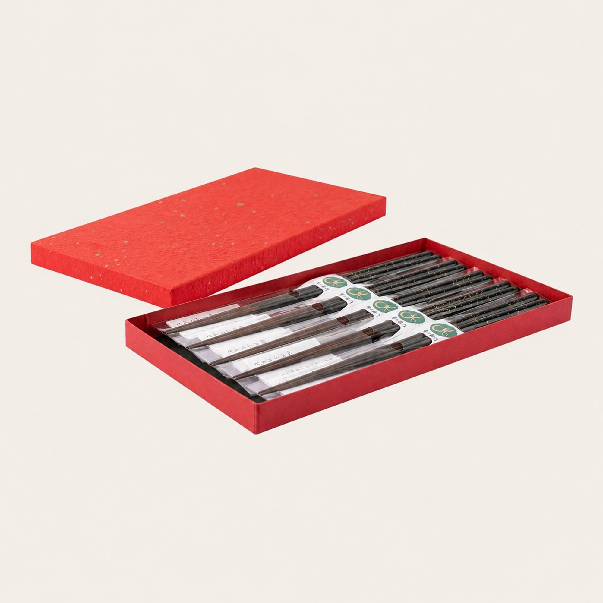  Bộ 05 đôi đũa gỗ Nhật Kin Chirashi sơn mài đen hạt vàng 23.5cm | Hyozaemon Chopstick 1115 - ST-128HG5 