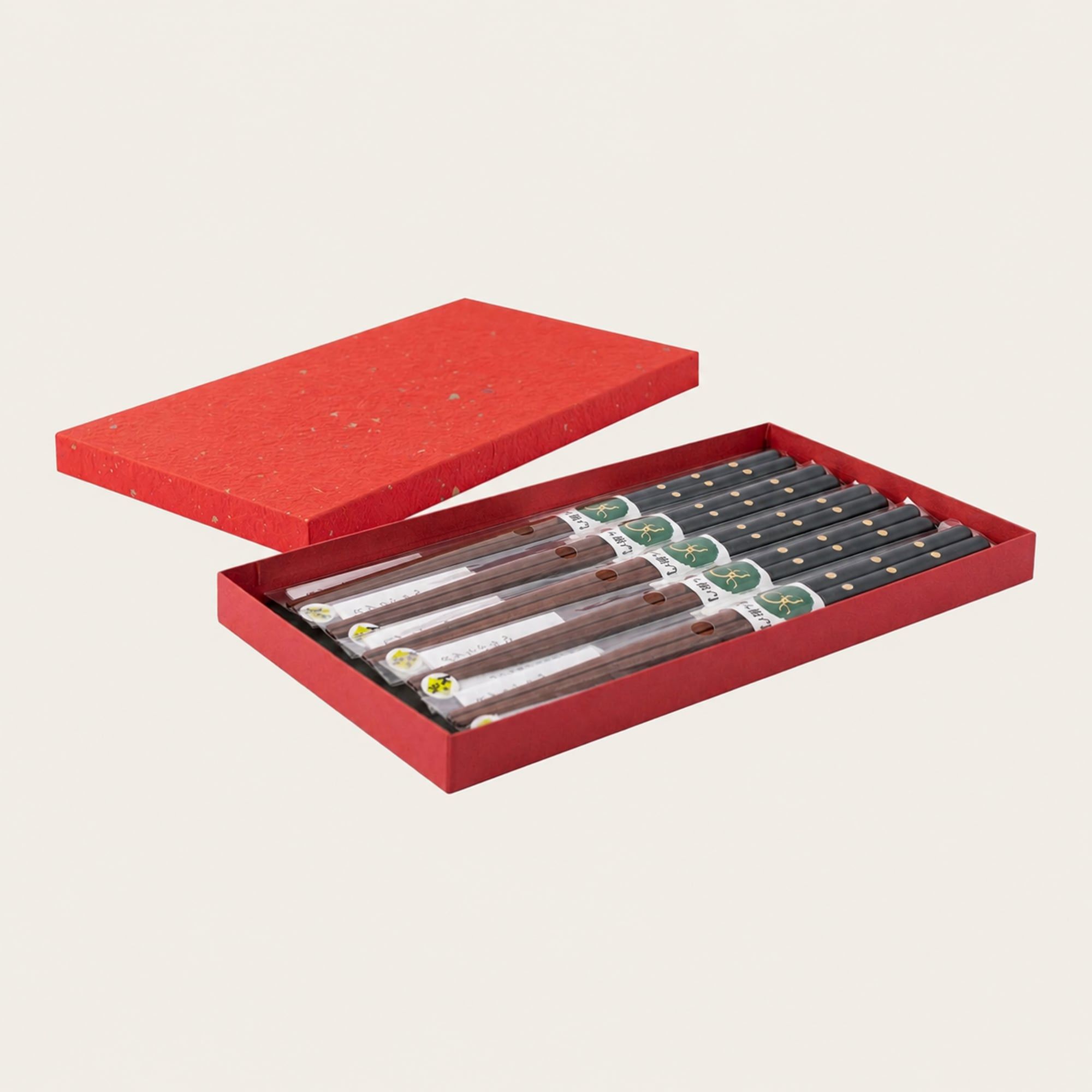  Bộ 5 đôi đũa gỗ Nhật Dot sơn mài họa tiết chấm bi 23.5cm | Hyozaemon Chopstick 1115 - ST-091 