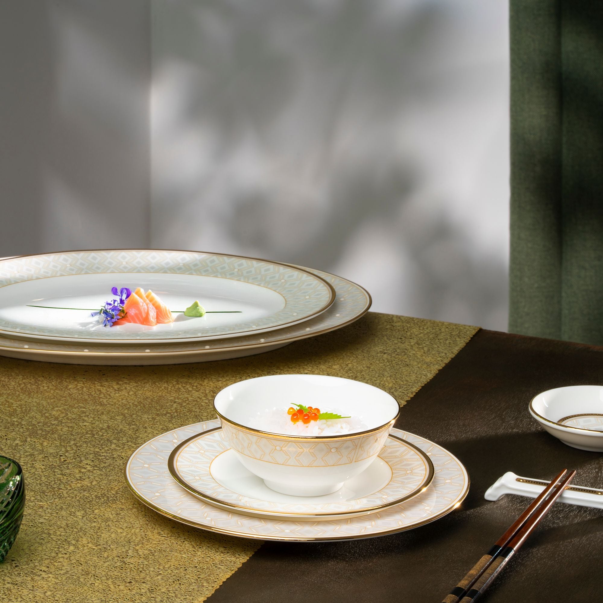  Bộ bát đĩa ăn châu Á đầy đủ 38 món (cho 6 người) sứ xương | Noble Pearl 4979L - D038AD 