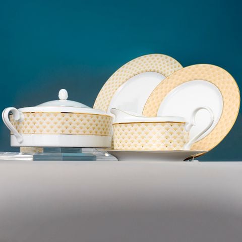  Bộ đĩa ăn kiểu Âu 22 món (cho 6 người) sứ trắng | Trocadero Gold 1787L - D024AM 