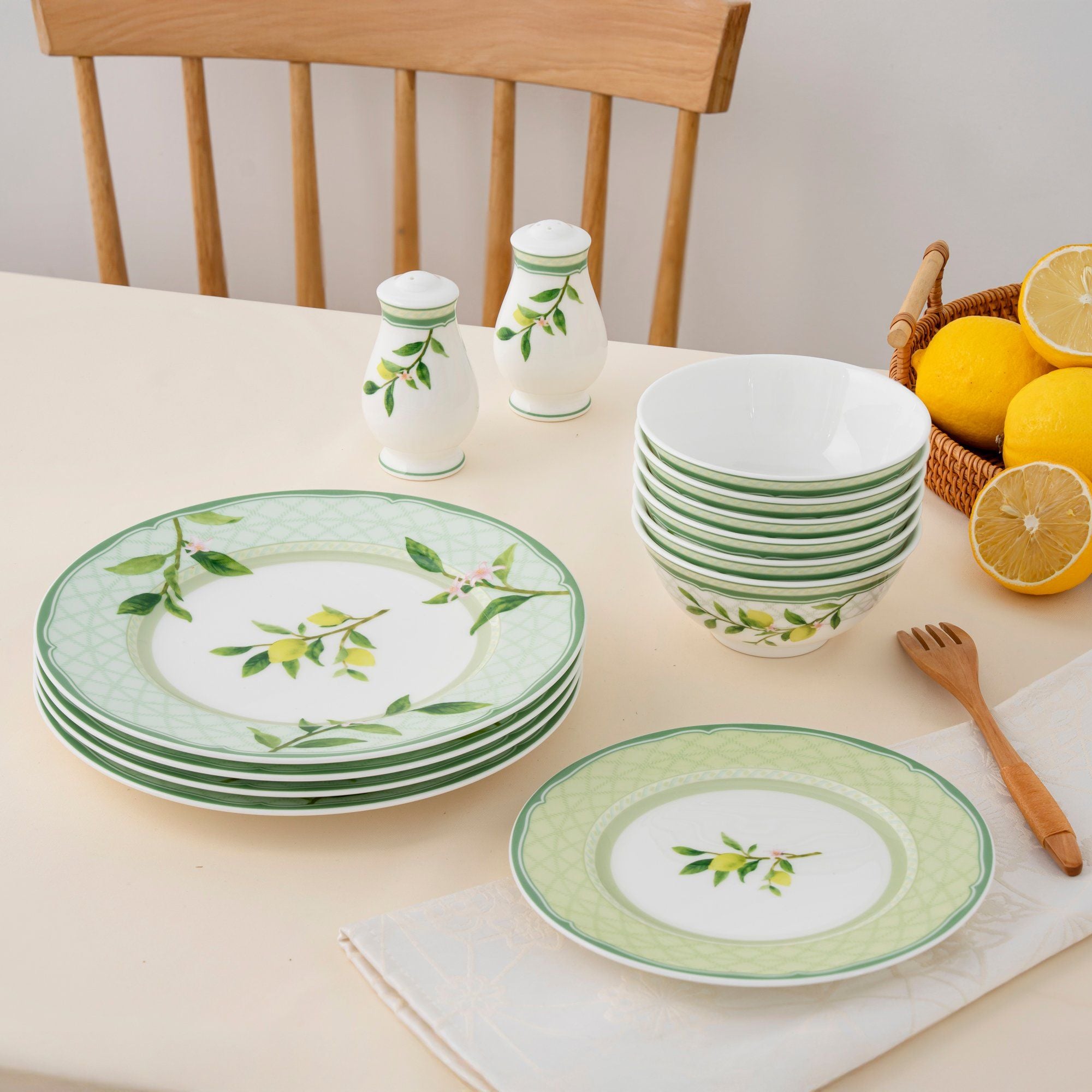  Bộ bát đĩa ăn châu Á đầy đủ 38 món (cho 6 người) sứ xương | Sorrento Breeze 4990L - D038AC 