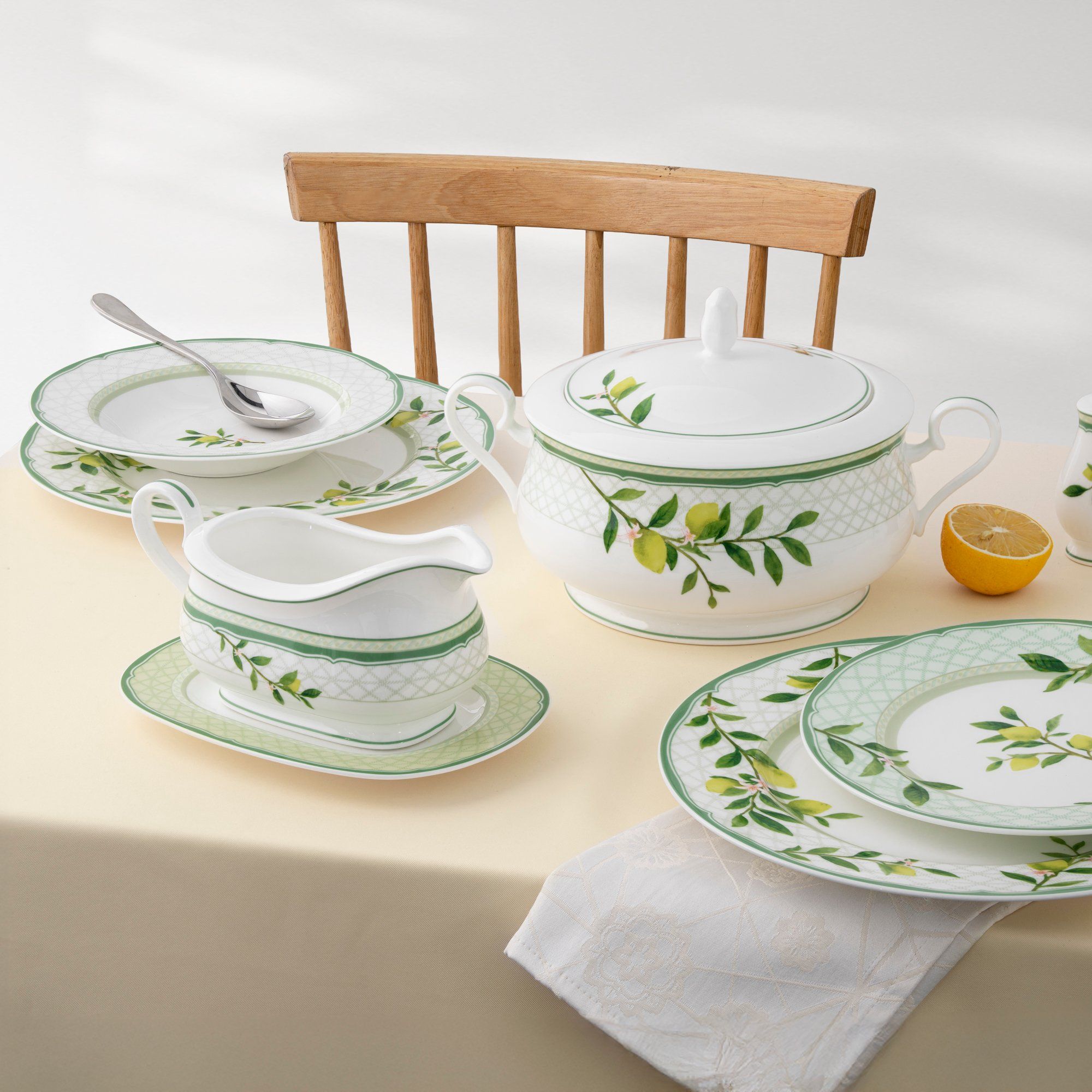  Bộ đĩa ăn kiểu Âu 22 món (cho 6 người) sứ xương | Sorrento Breeze 4990L - D024AN 