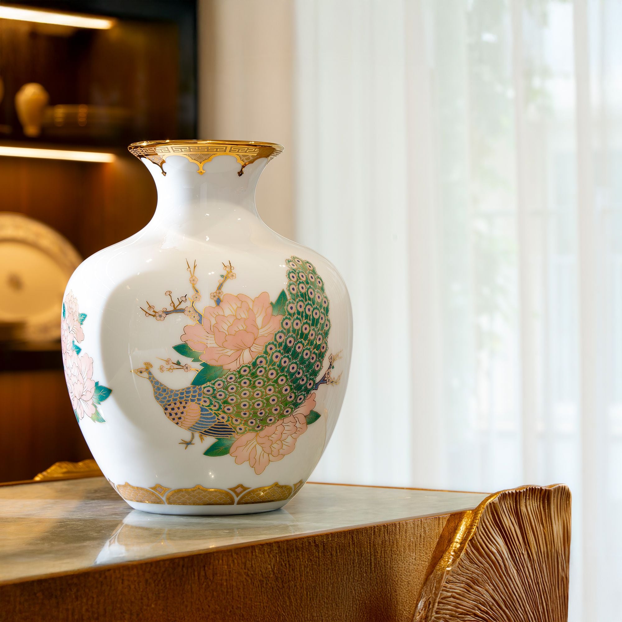  Bình Tài Lộc "Công Đào Khai Phú" phiên bản giới hạn cao 26.5cm sứ trắng | Flared Vase Limited Collection M-798L - 91151 