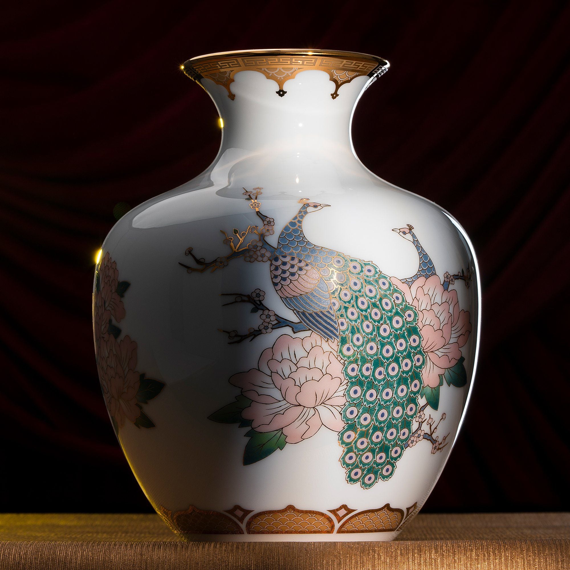  Bình Tài Lộc "Công Đào Khai Phú" phiên bản giới hạn cao 26.5cm sứ trắng | Flared Vase Limited Collection M-798L - 91151 