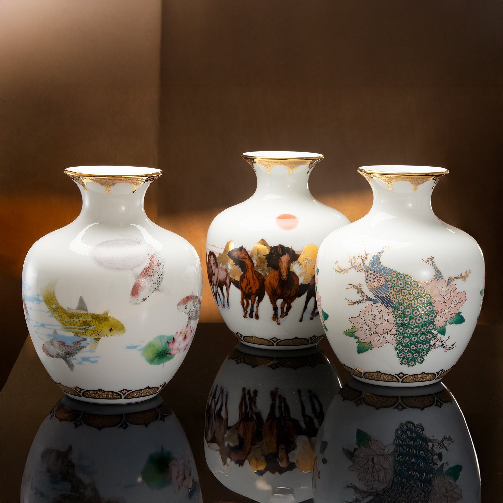  Bình Tài Lộc "Công Đào Khai Phú" phiên bản giới hạn cao 26.5cm sứ trắng | Flared Vase Limited Collection M-798L - 91151 