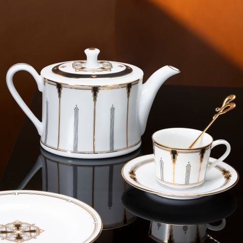  Bộ ấm chén uống trà nhỏ (ấm 630ml, chén 100ml) 13 món sứ trắng | Empire Gold 1786L - T014S 