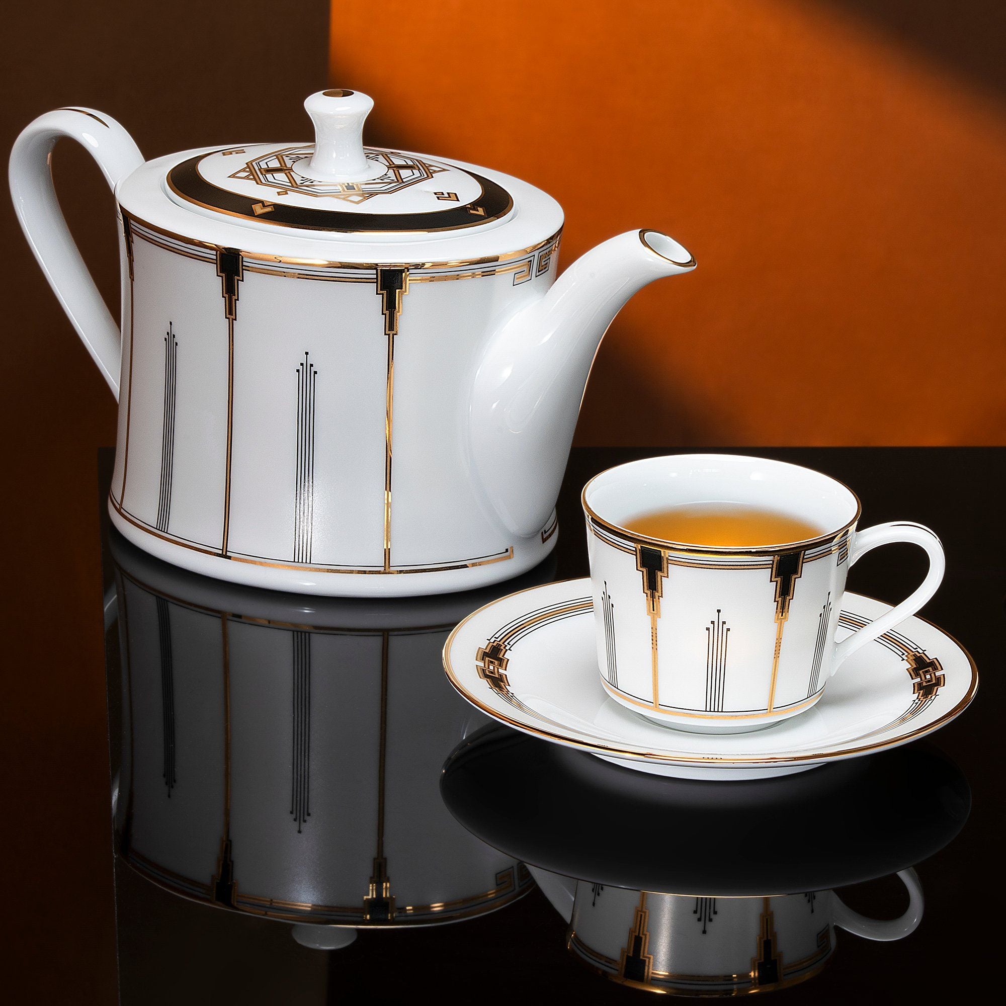  Bộ ấm chén uống trà nhỏ (ấm 630ml, chén 100ml) 13 món sứ trắng | Empire Gold 1786L - T014S 