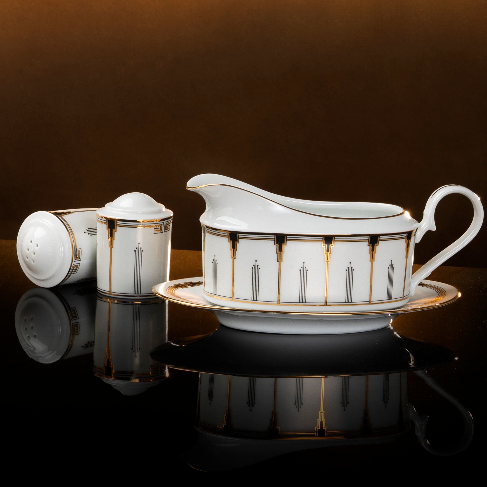  Bộ đĩa ăn kiểu Âu 22 món (cho 6 người) sứ trắng | Empire Gold 1786L - D024AM 