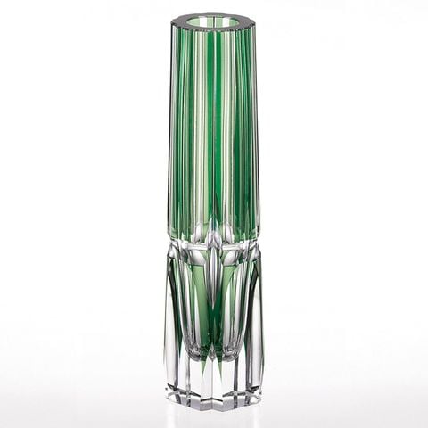  Bình hoa (lọ hoa) pha lê Edo Kiriko 'Bamboo Zen' 22cm màu xanh lá | Kagami Crystal F528 - 1908-CGR 