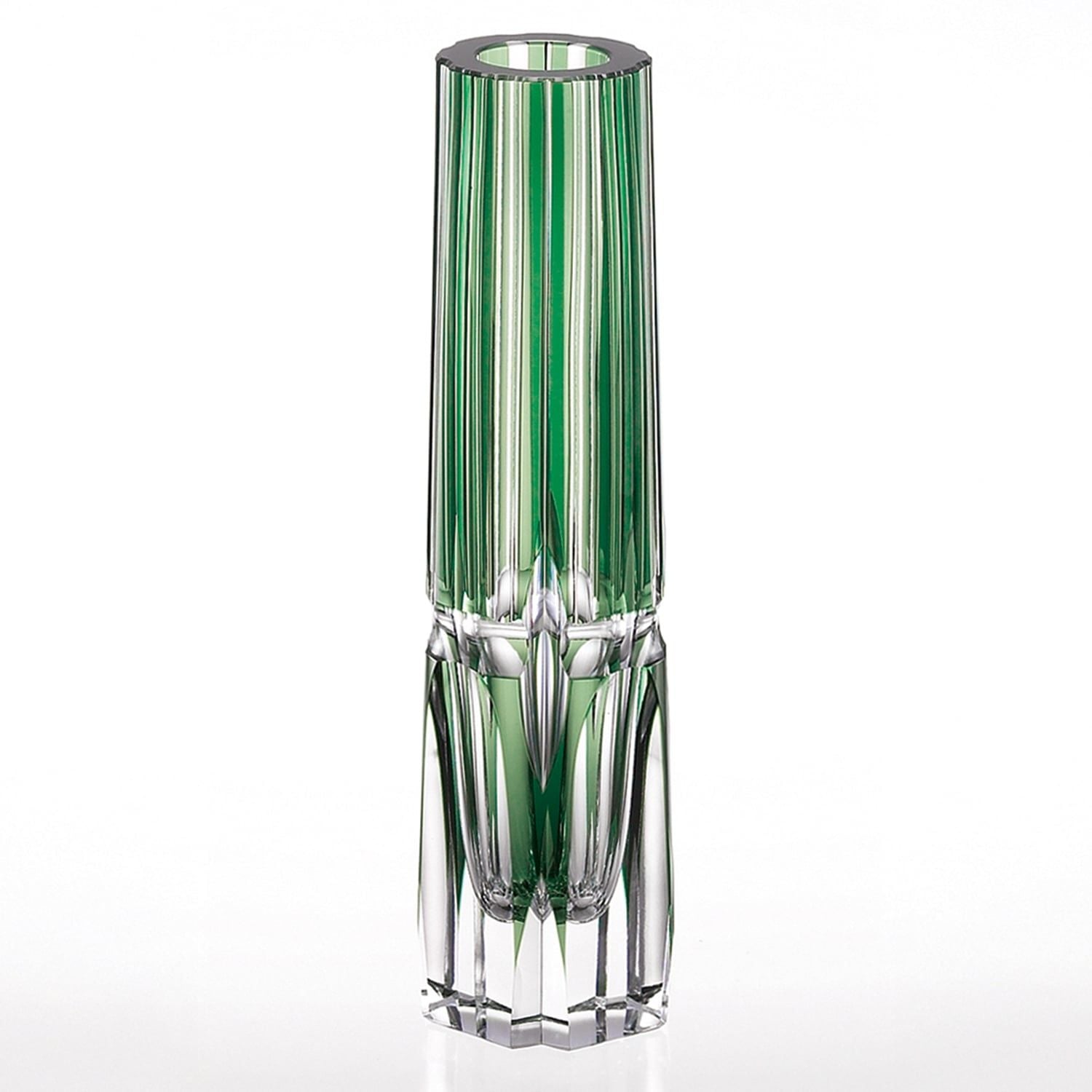  Bình hoa (lọ hoa) pha lê Edo Kiriko 'Bamboo Zen' 22cm màu xanh lá | Kagami Crystal F528 - 1908-CGR 