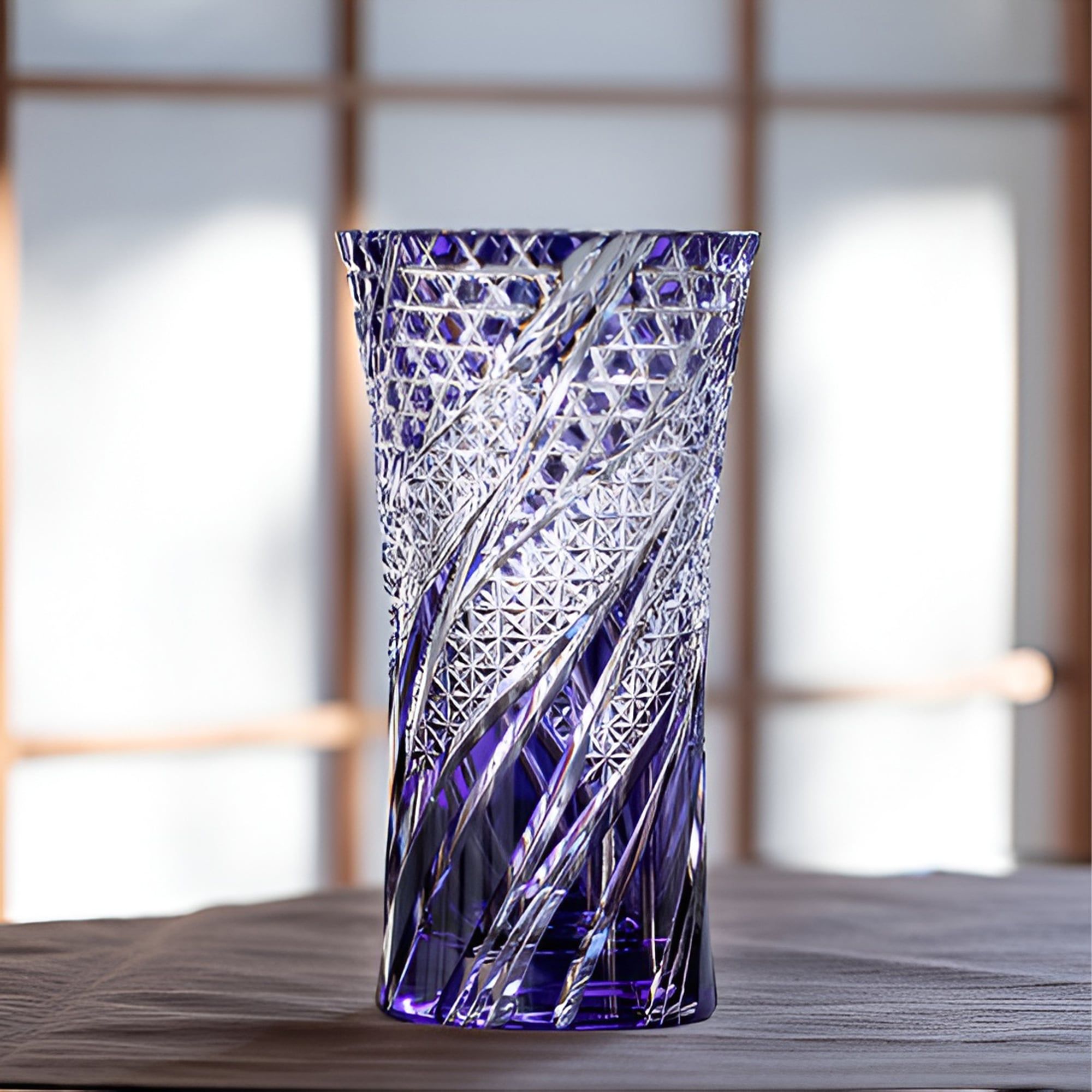  Bình hoa (lọ hoa) pha lê Edo Kiriko 'Wisteria' 19cm màu tím | Kagami Crystal F309 - 3025-CMP 
