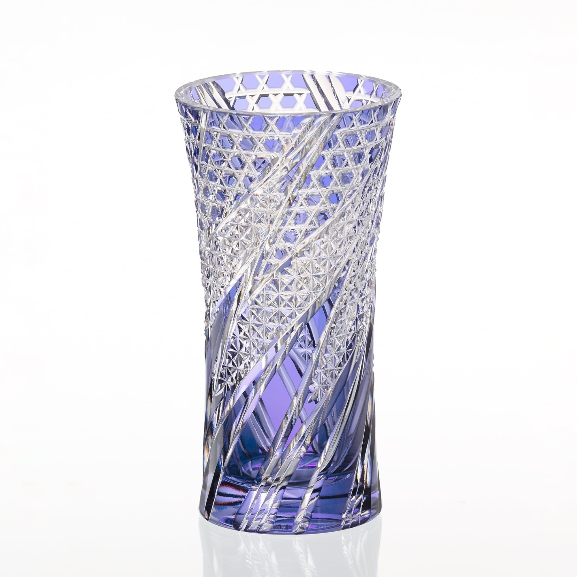  Bình hoa (lọ hoa) pha lê Edo Kiriko 'Wisteria' 19cm màu tím | Kagami Crystal F309 - 3025-CMP 