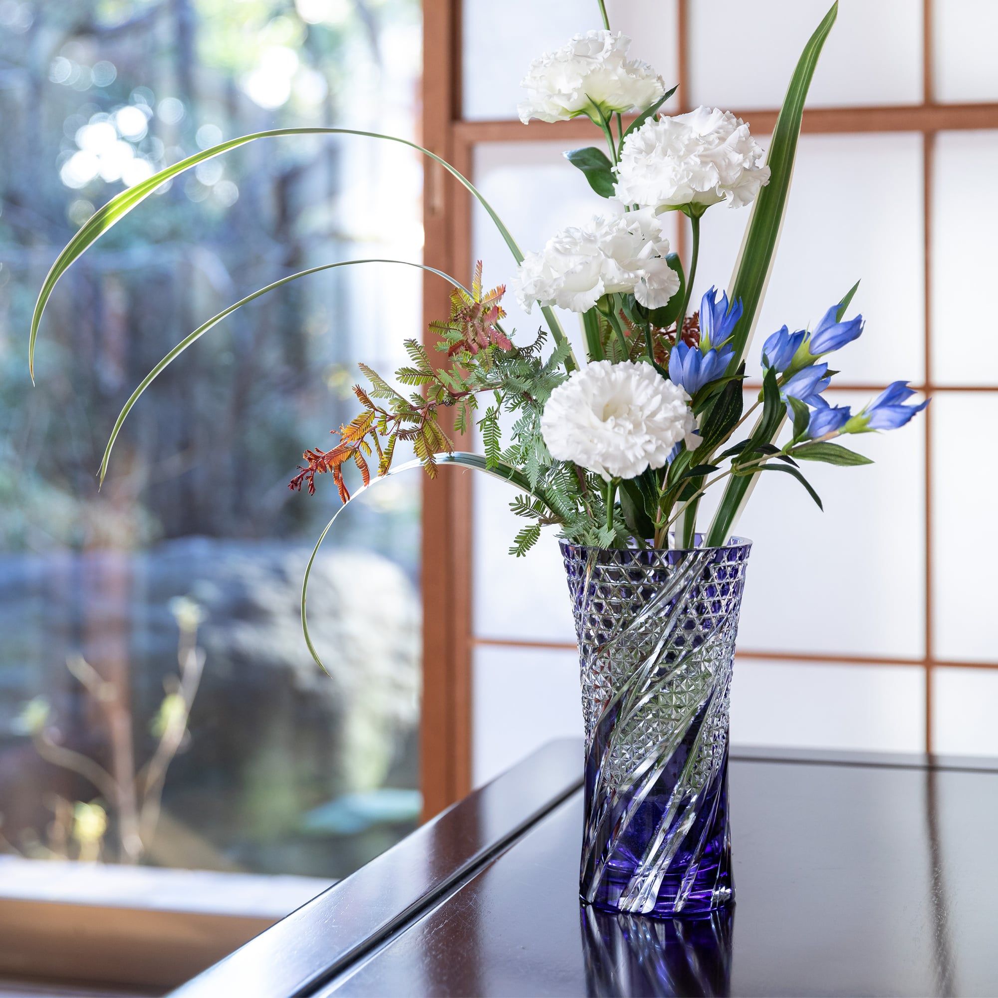  Bình hoa (lọ hoa) pha lê Edo Kiriko 'Wisteria' 19cm màu tím | Kagami Crystal F309 - 3025-CMP 