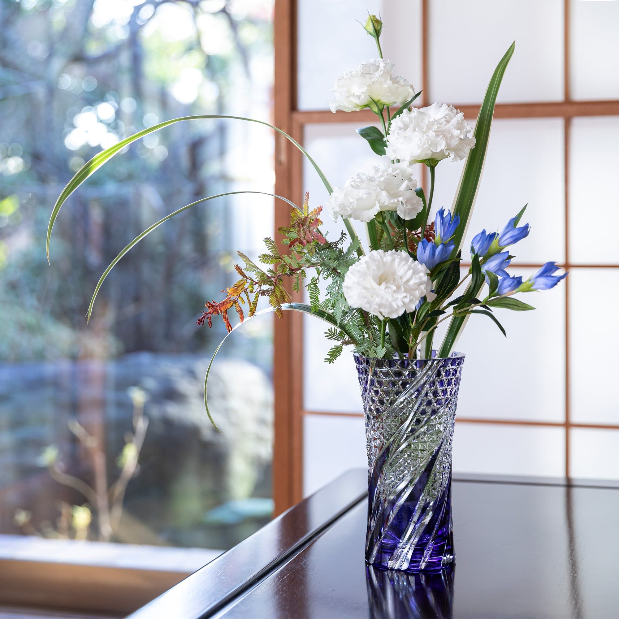  Bình hoa (lọ hoa) pha lê Edo Kiriko 'Wisteria' 19cm màu tím | Kagami Crystal F309 - 3025-CMP 