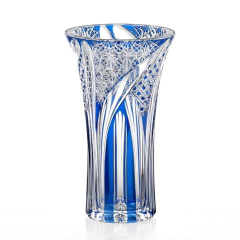  Bình hoa (lọ hoa) pha lê 'Sword Light' 20,6cm màu xanh cobalt được chế tác bởi nghệ nhân Junichi Nabetani | Kagami Crystal F452 - 2911-CCB 