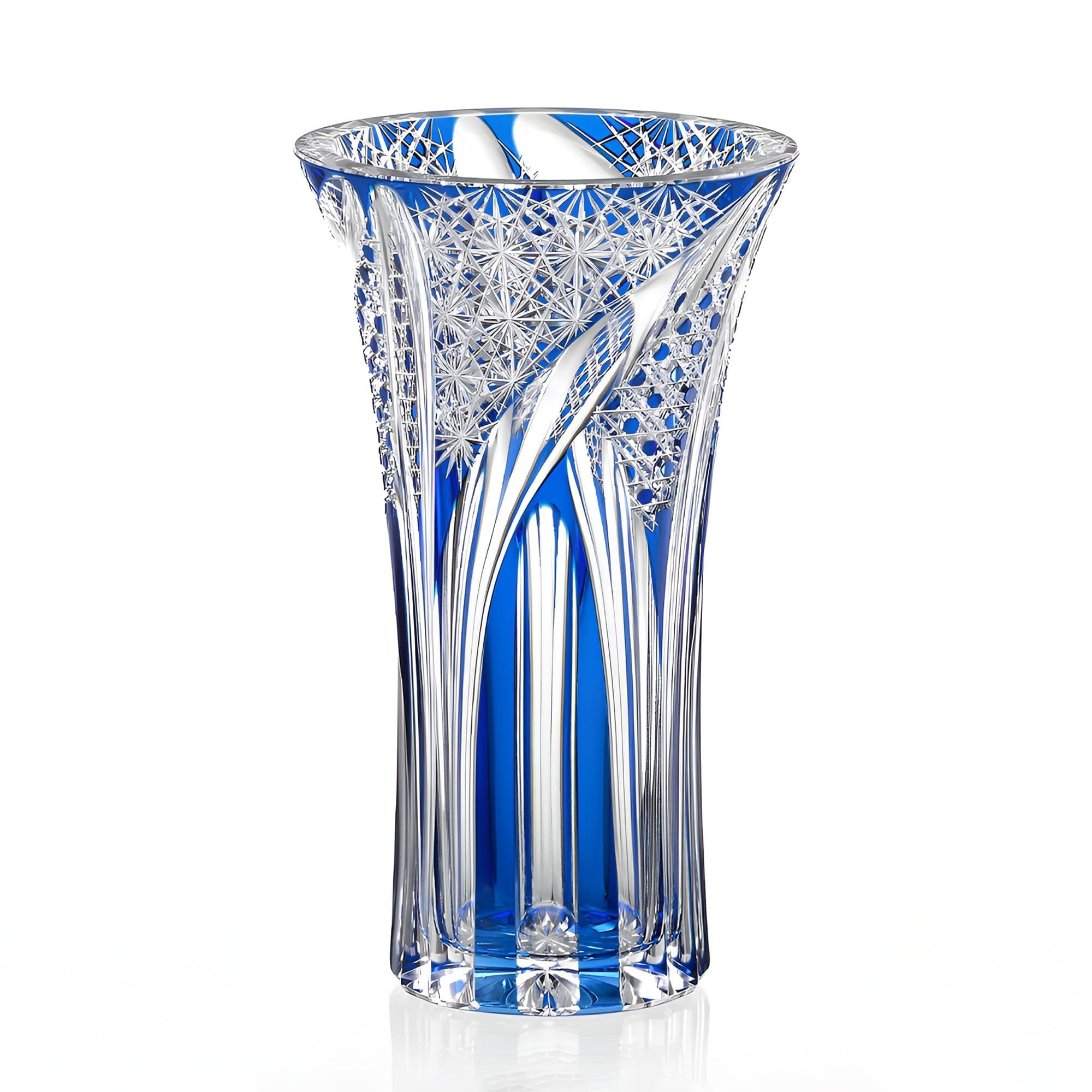  Bình hoa (lọ hoa) pha lê 'Sword Light' 20,6cm màu xanh cobalt được chế tác bởi nghệ nhân Junichi Nabetani | Kagami Crystal F452 - 2911-CCB 