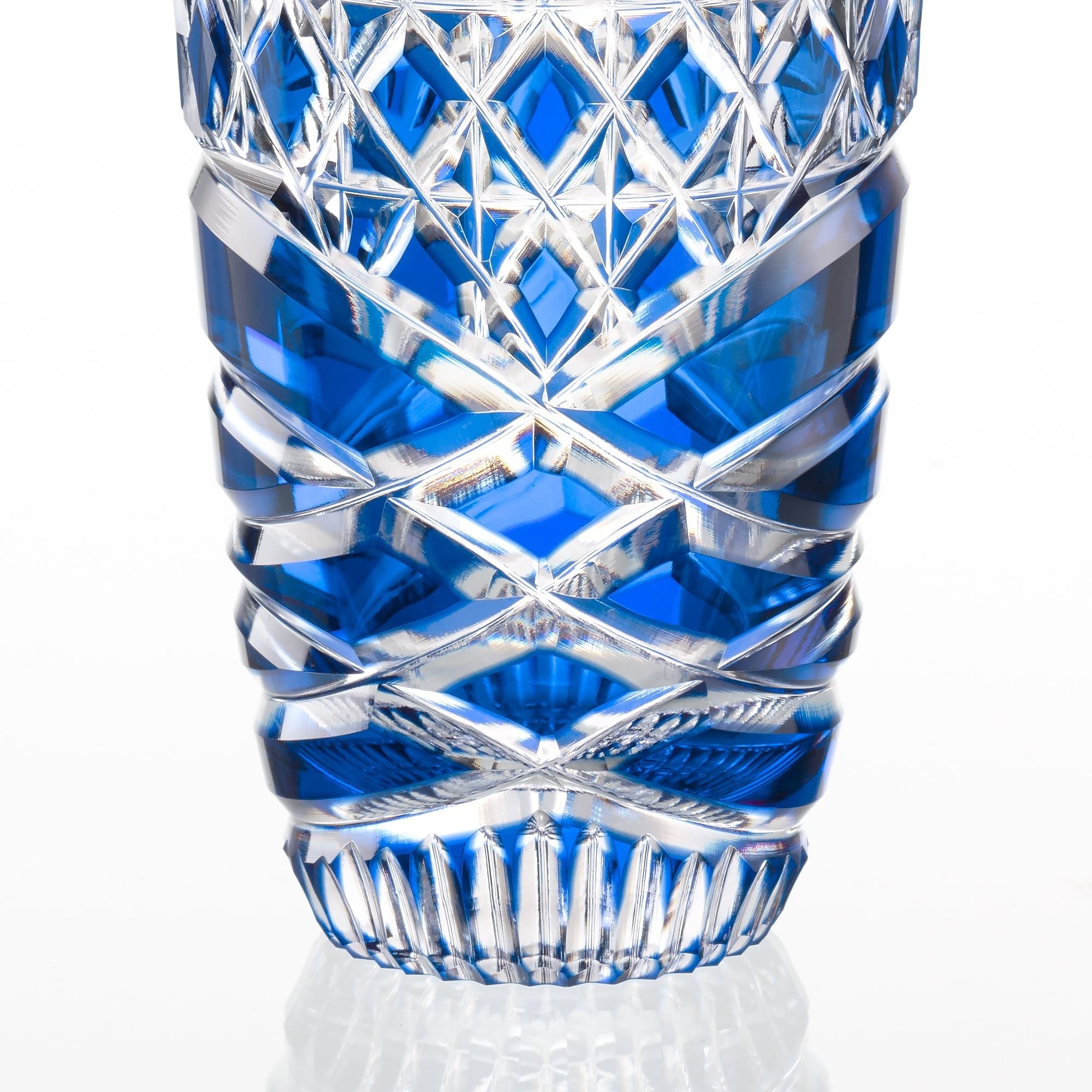  Bình hoa (lọ hoa) pha lê Edo Kiriko 'Sea Roar' 18,1cm màu xanh cobalt | Kagami Crystal F715 - 3024-CCB 