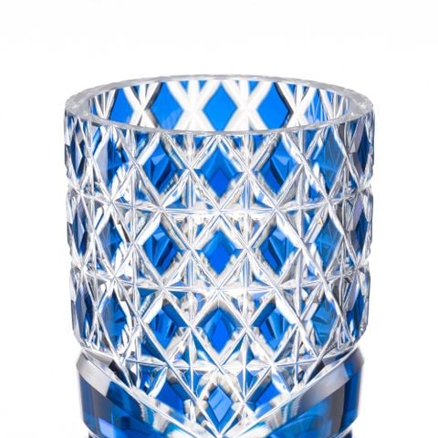  Bình hoa (lọ hoa) pha lê Edo Kiriko 'Sea Roar' 18,1cm màu xanh cobalt | Kagami Crystal F715 - 3024-CCB 