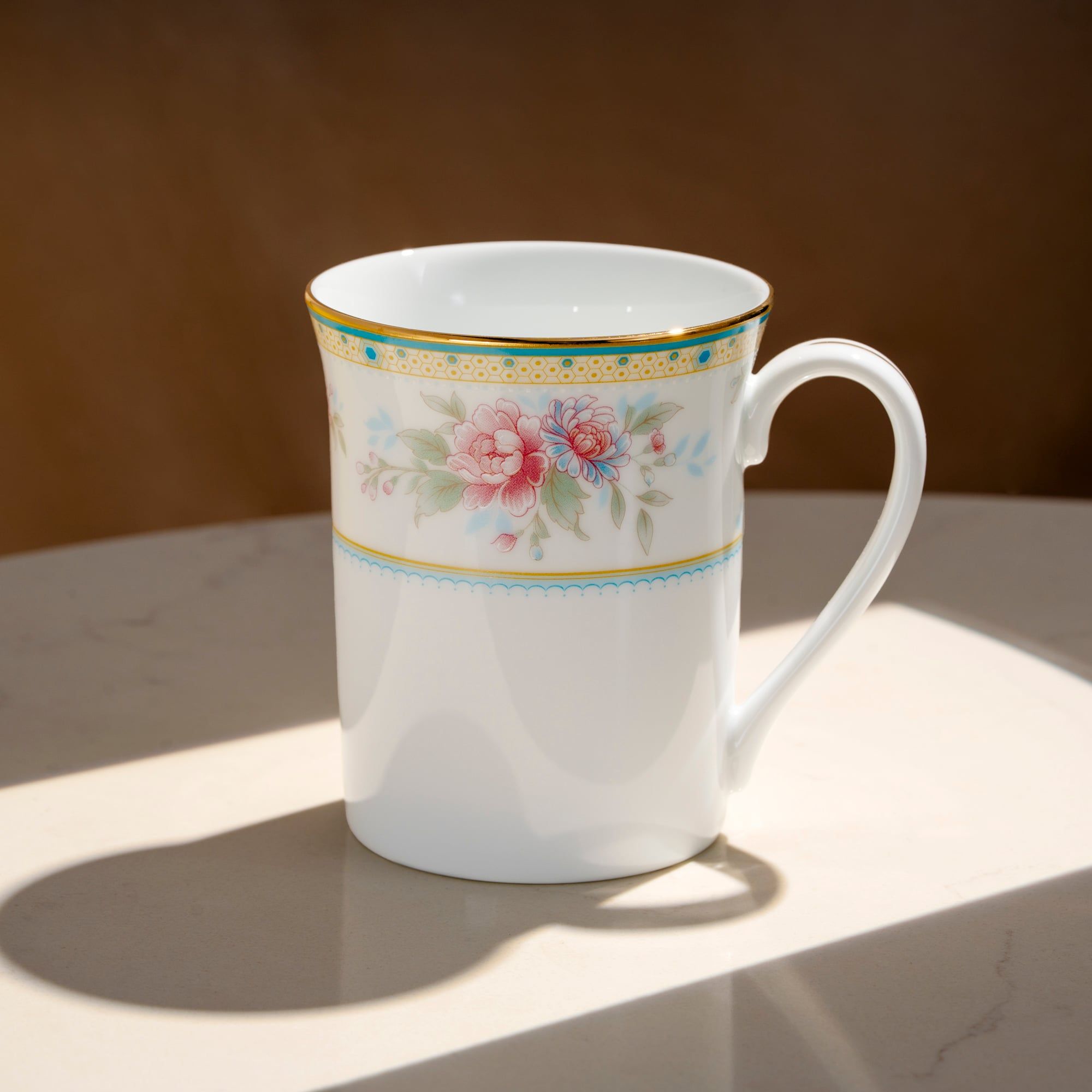  Cốc (ly) uống nước, cà phê dung tích 310ml sứ trắng | Flourishing Meadow M-677L - T91332K 