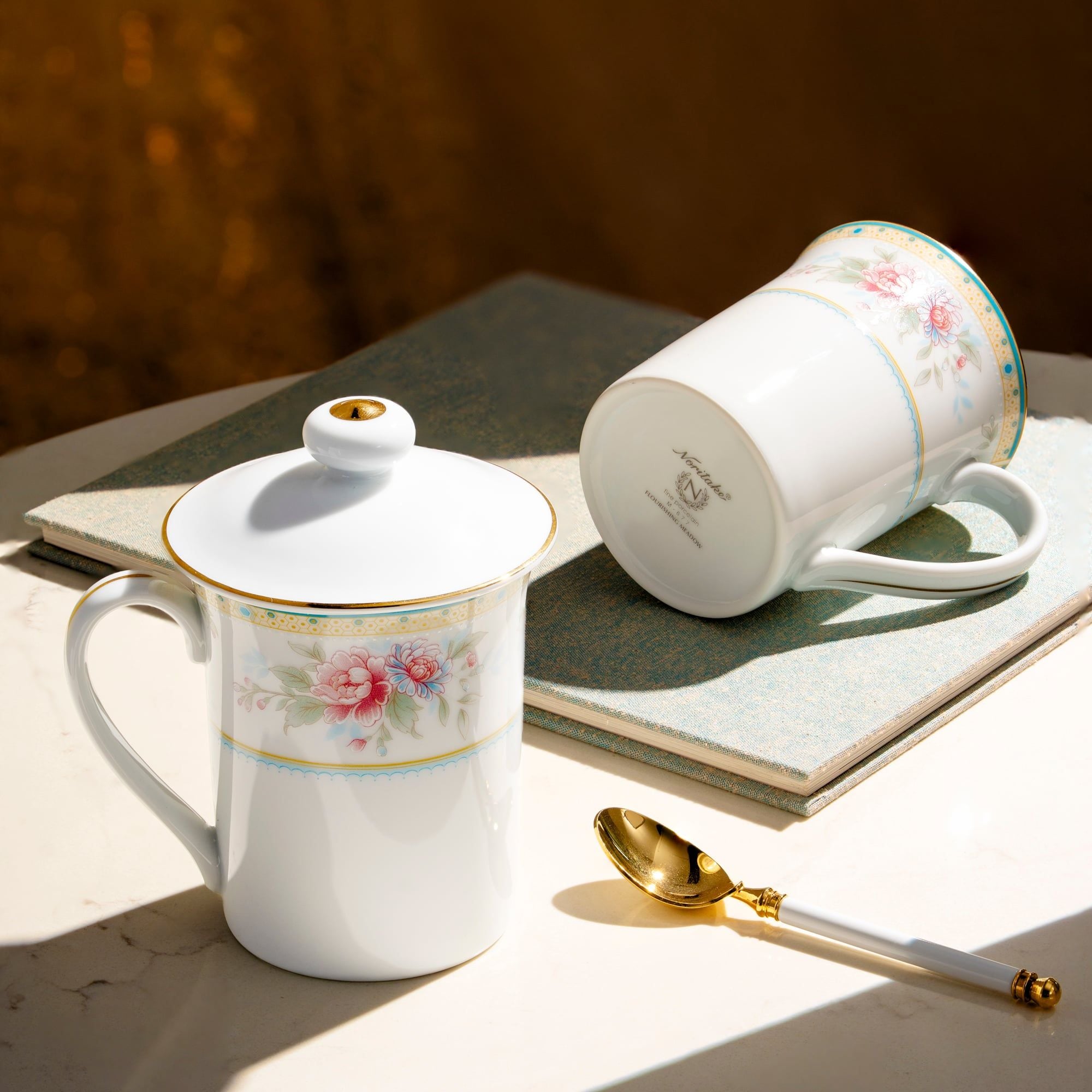  Cốc (ly) uống nước, cà phê dung tích 310ml sứ trắng | Flourishing Meadow M-677L - T91332K 