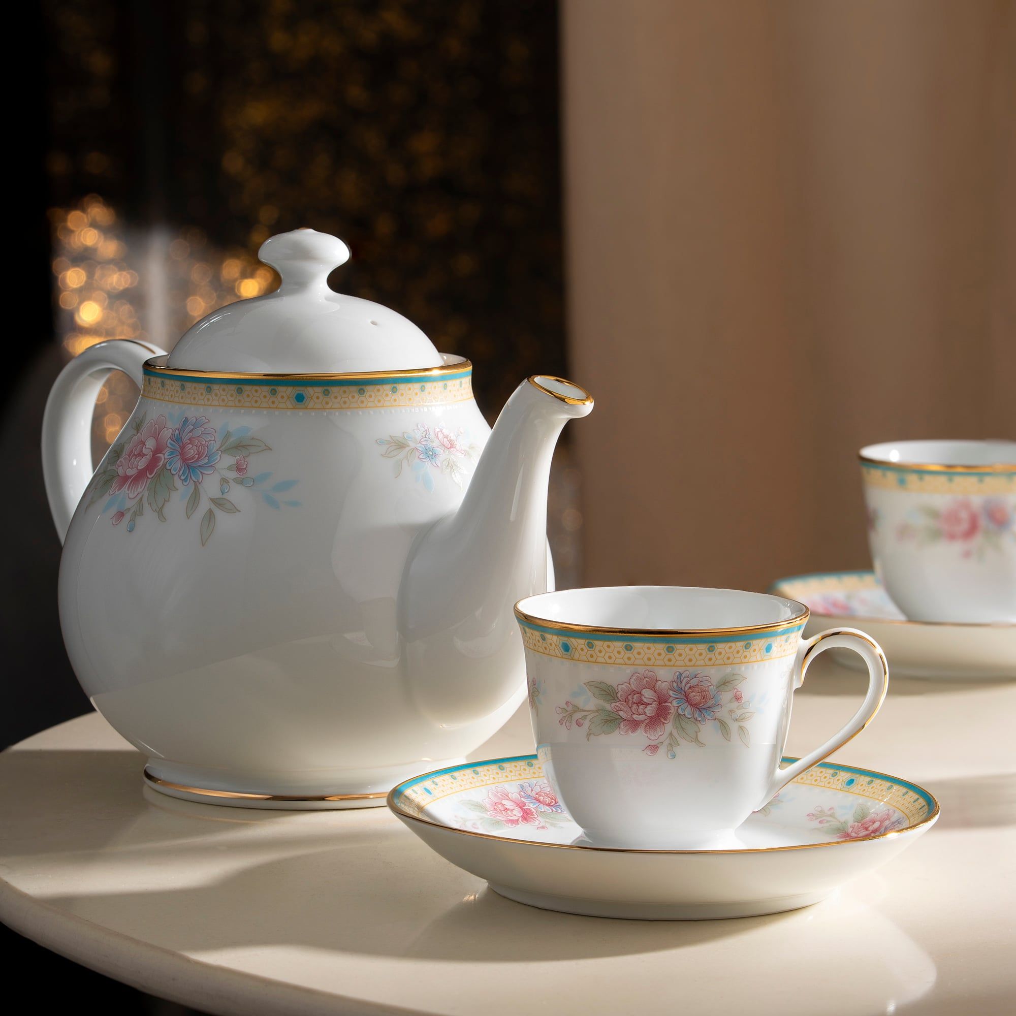  Bộ ấm chén uống trà nhỏ (ấm 780ml, chén 90ml) 13 món sứ trắng | Flourishing Meadow M-677L - T014S 