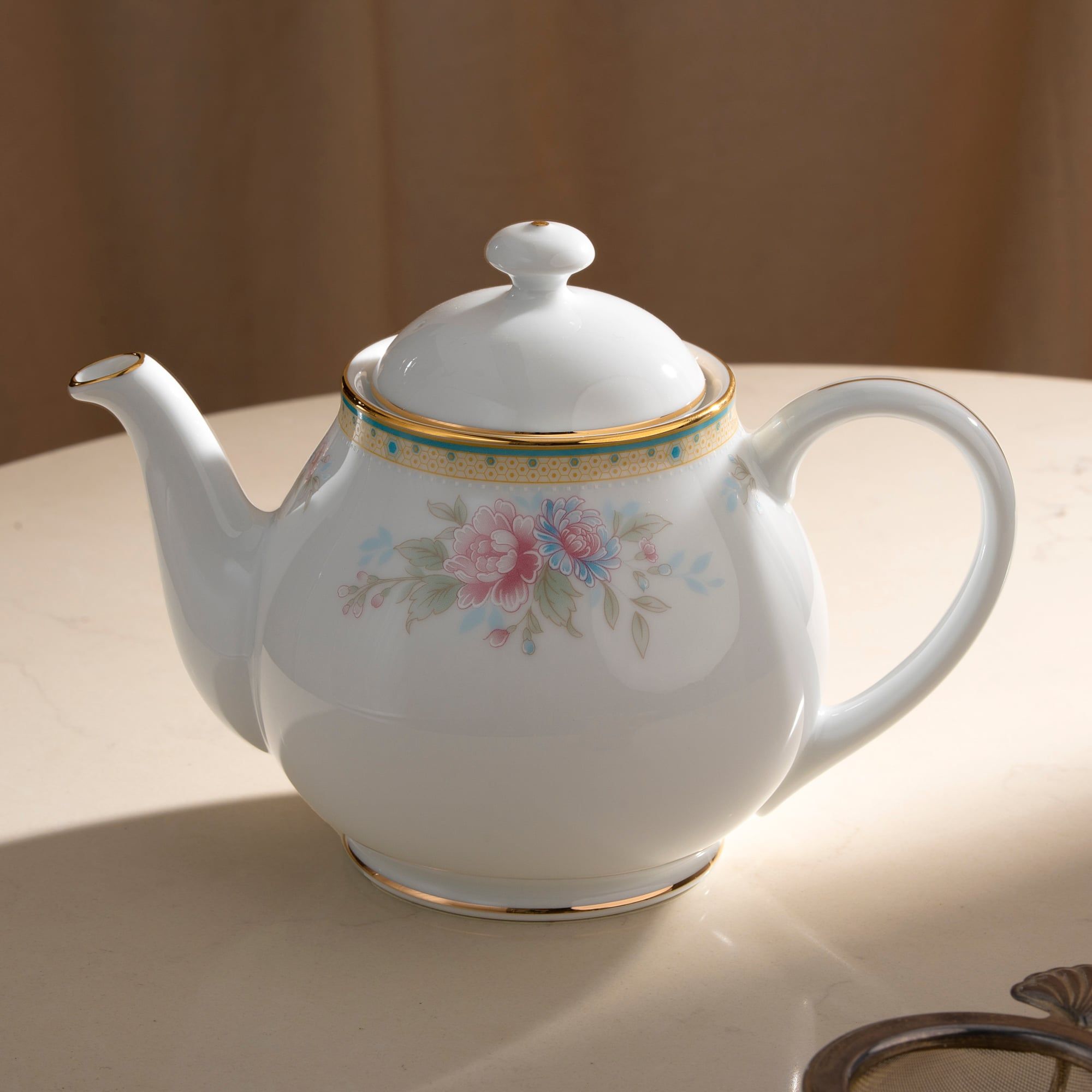  Bộ ấm chén uống trà nhỏ (ấm 780ml, chén 90ml) 13 món sứ trắng | Flourishing Meadow M-677L - T014S 