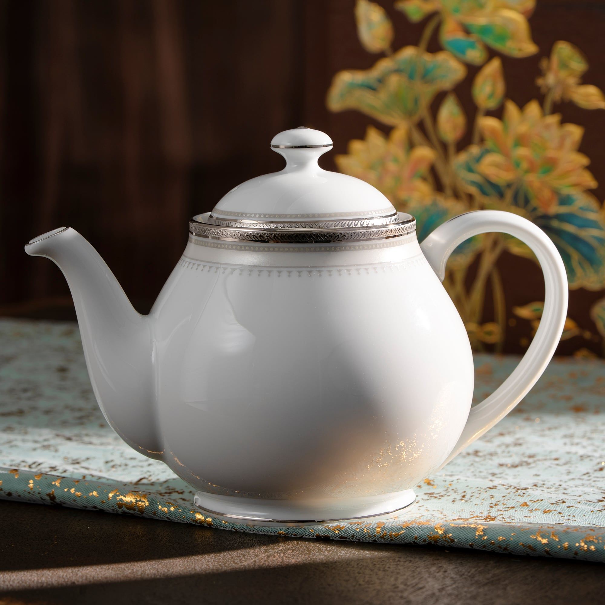  Bộ ấm chén uống trà nhỏ (ấm 780ml, chén 90ml) 13 món sứ trắng | Glendonald Platinum 1713L - T014S 