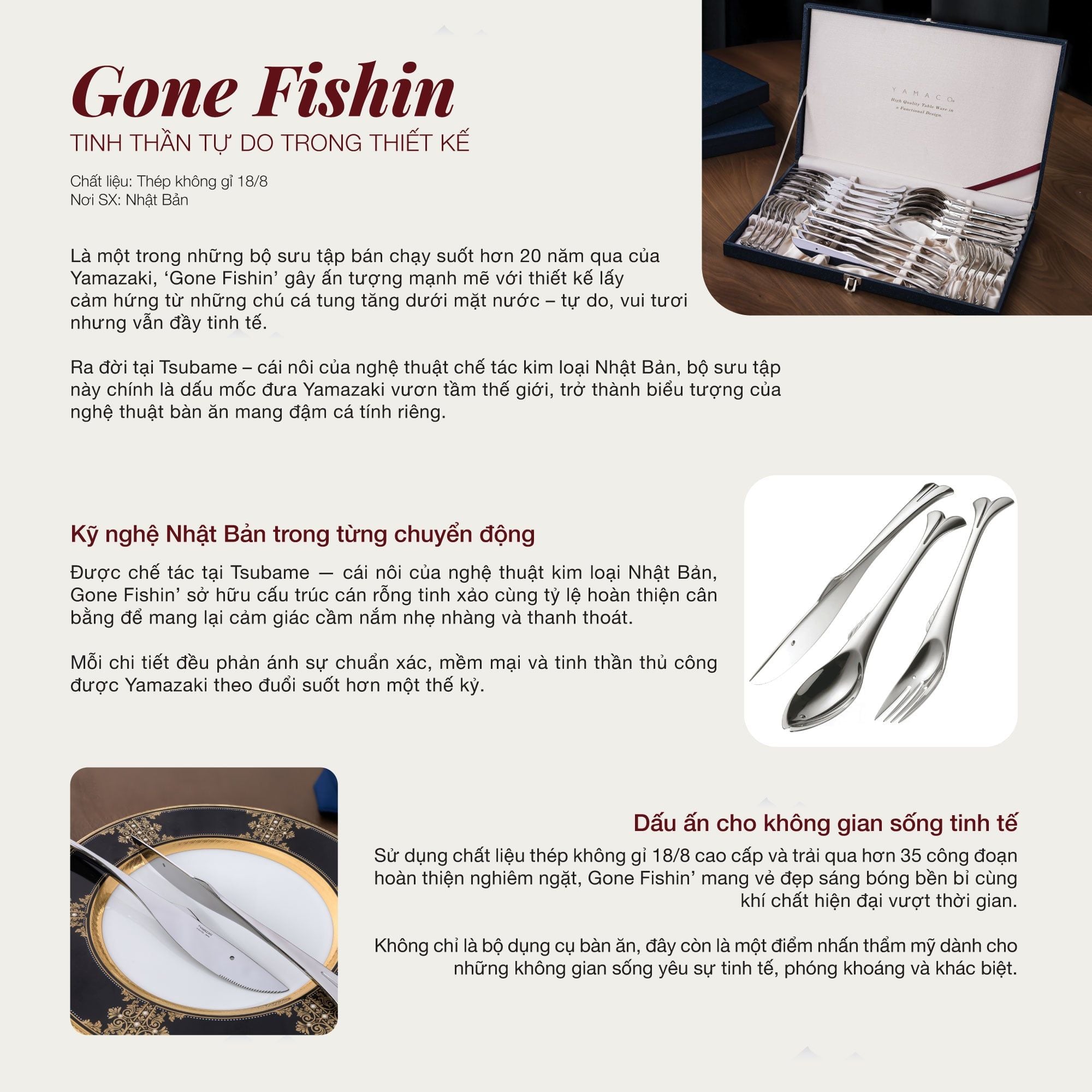  Bộ dao muỗng nĩa (dao thìa dĩa) 25 món hình cá dành cho 5 người | Yamazaki Gone Fishin YOGS - 25 