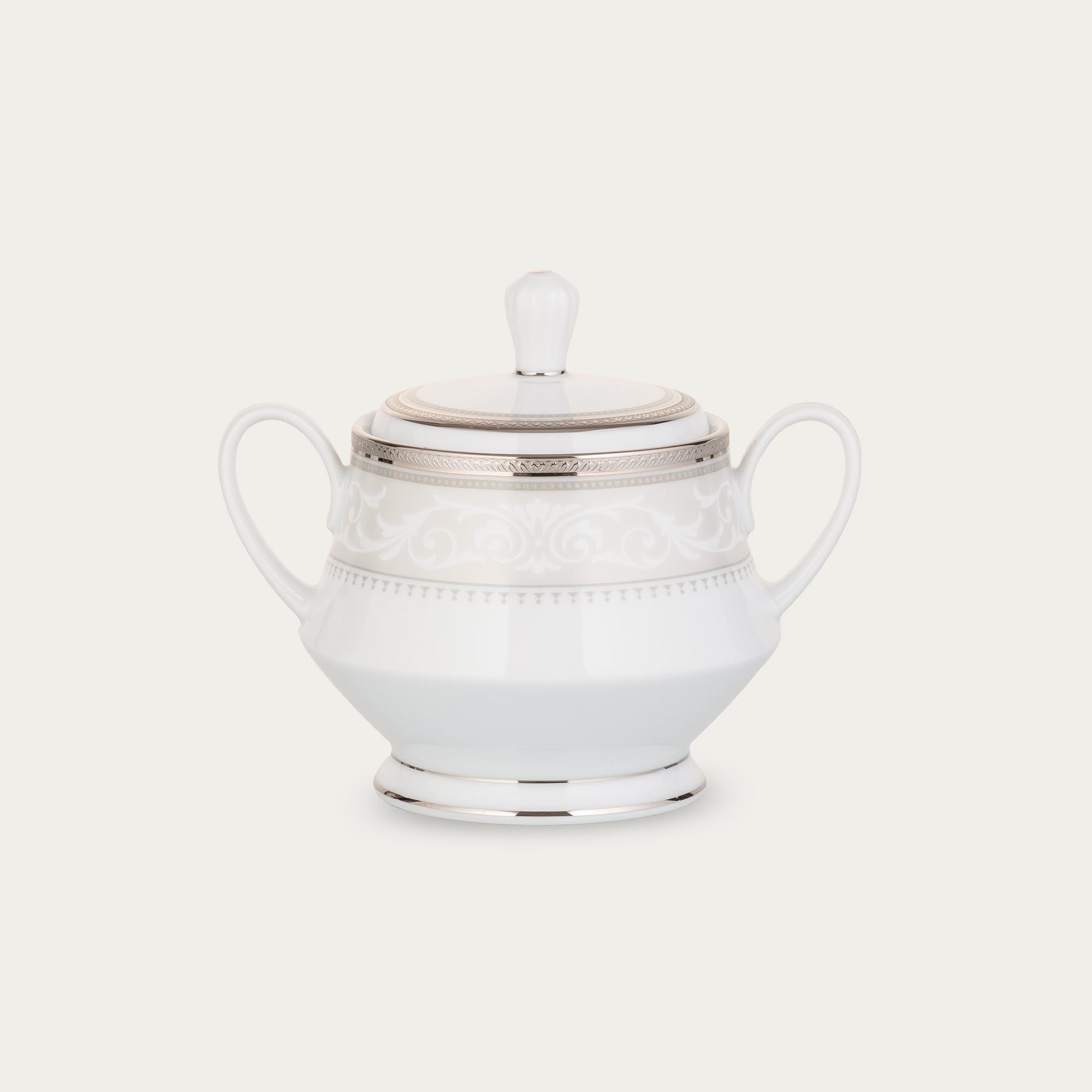  Bình (hũ) đường có nắp đậy dung tích 370ml sứ trắng | Glendonald Platinum 1713L - 91127 