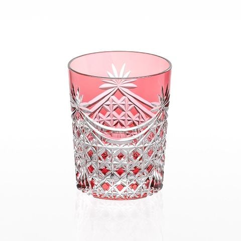  Ly pha lê rock glass họa tiết Edo Kiriko (Square Basket Weave) dung tích 240ml màu đỏ | Kagami T370 - 2835-CAU 