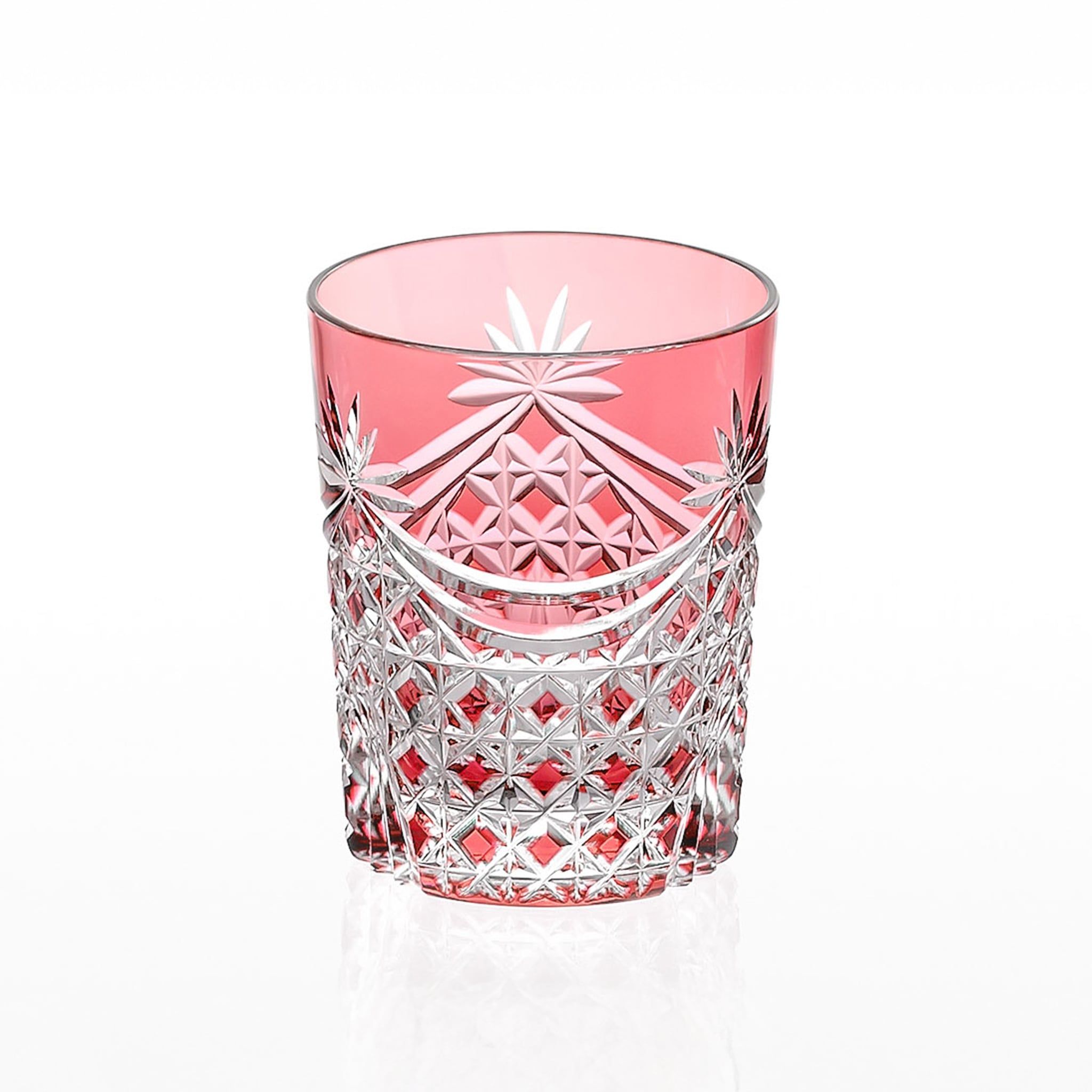  Ly pha lê rock glass họa tiết Edo Kiriko (Square Basket Weave) dung tích 240ml màu đỏ | Kagami T370 - 2835-CAU 