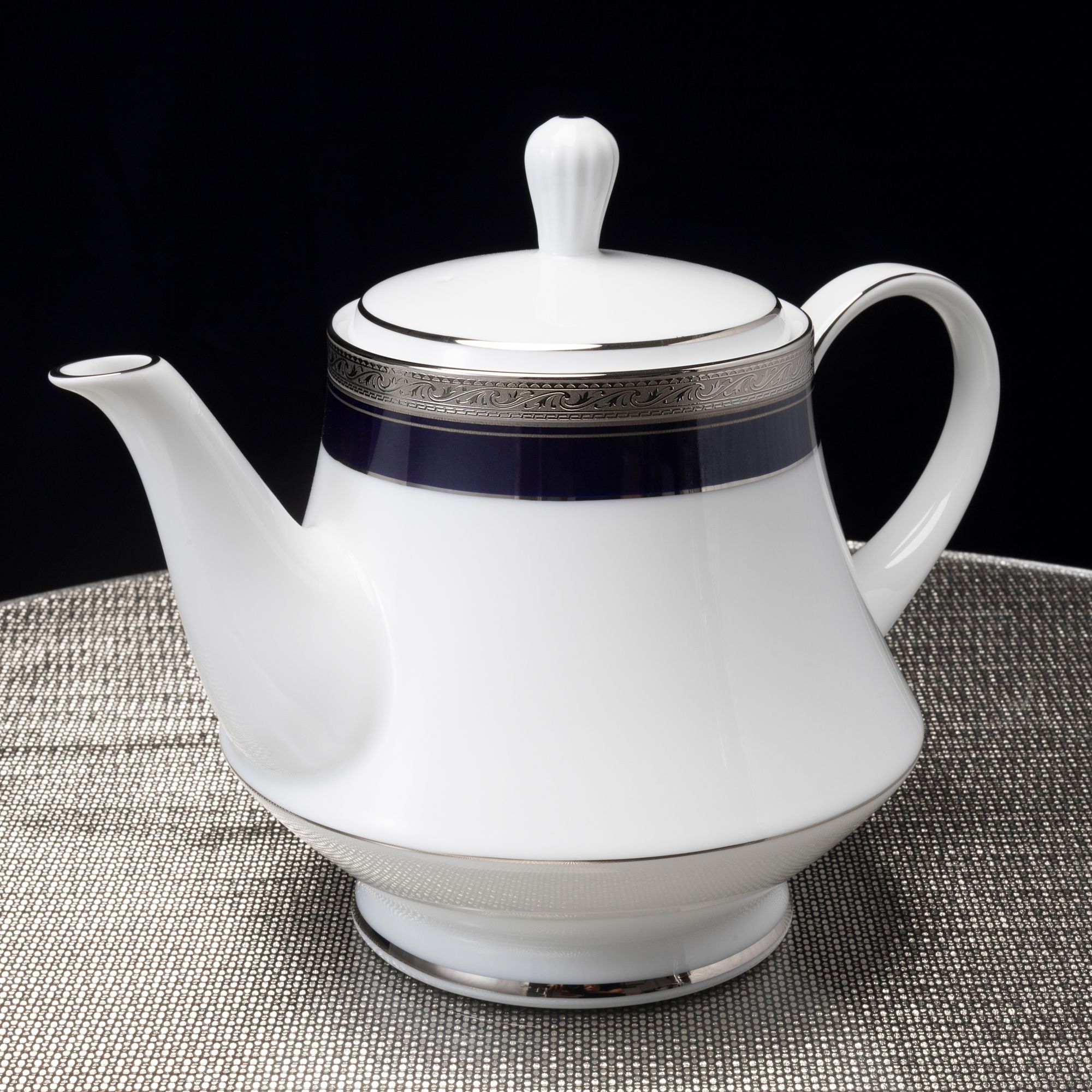  Bộ ấm chén uống trà (ấm 1.200ml, chén 230ml) 18 món sứ trắng | Crestwood Cobalt Platinum 4170L - T020A 