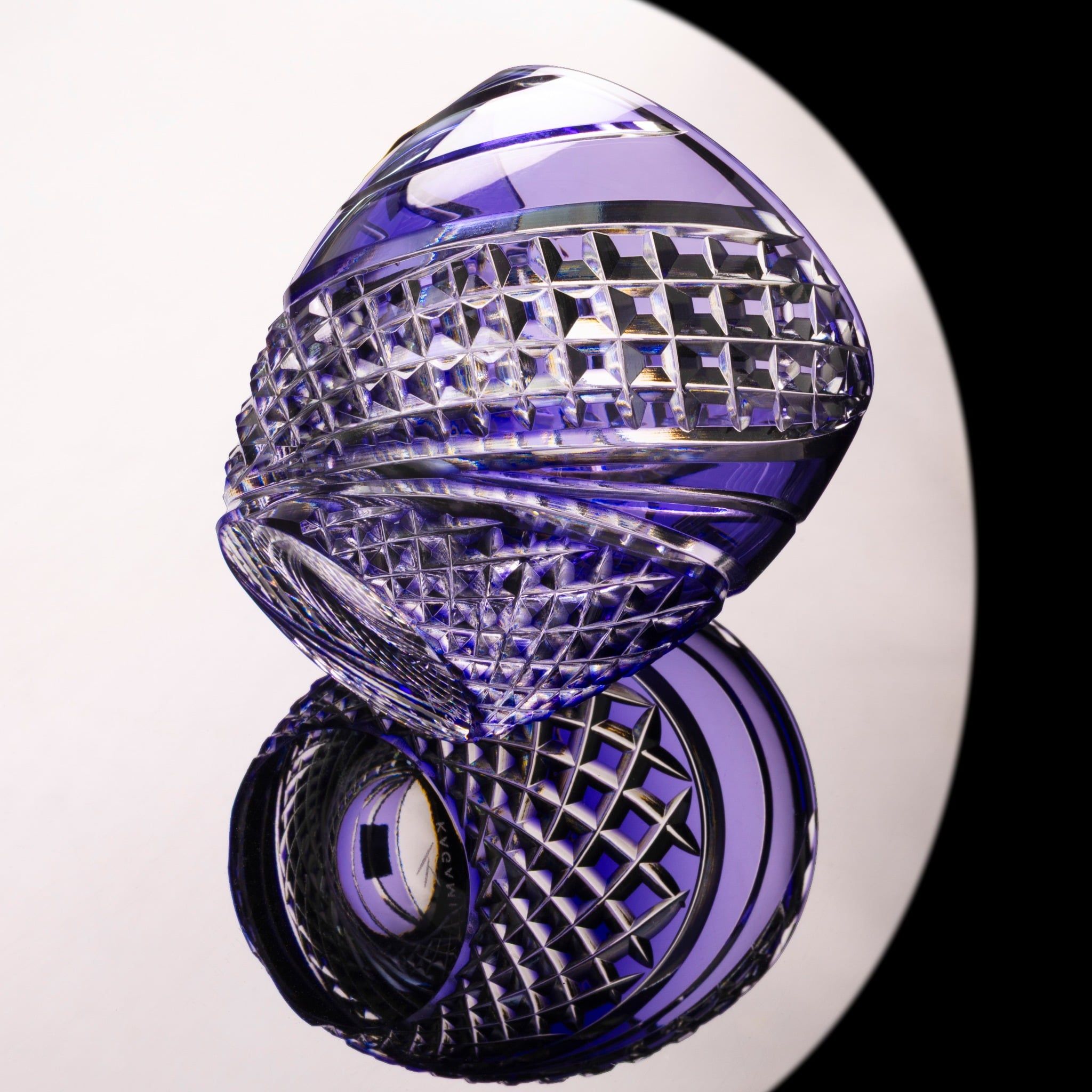  Ly pha lê sake Edo Kiriko “Fish scales strip" 80ml màu tím | Kagami Crystal T535 - 2044-CMP 