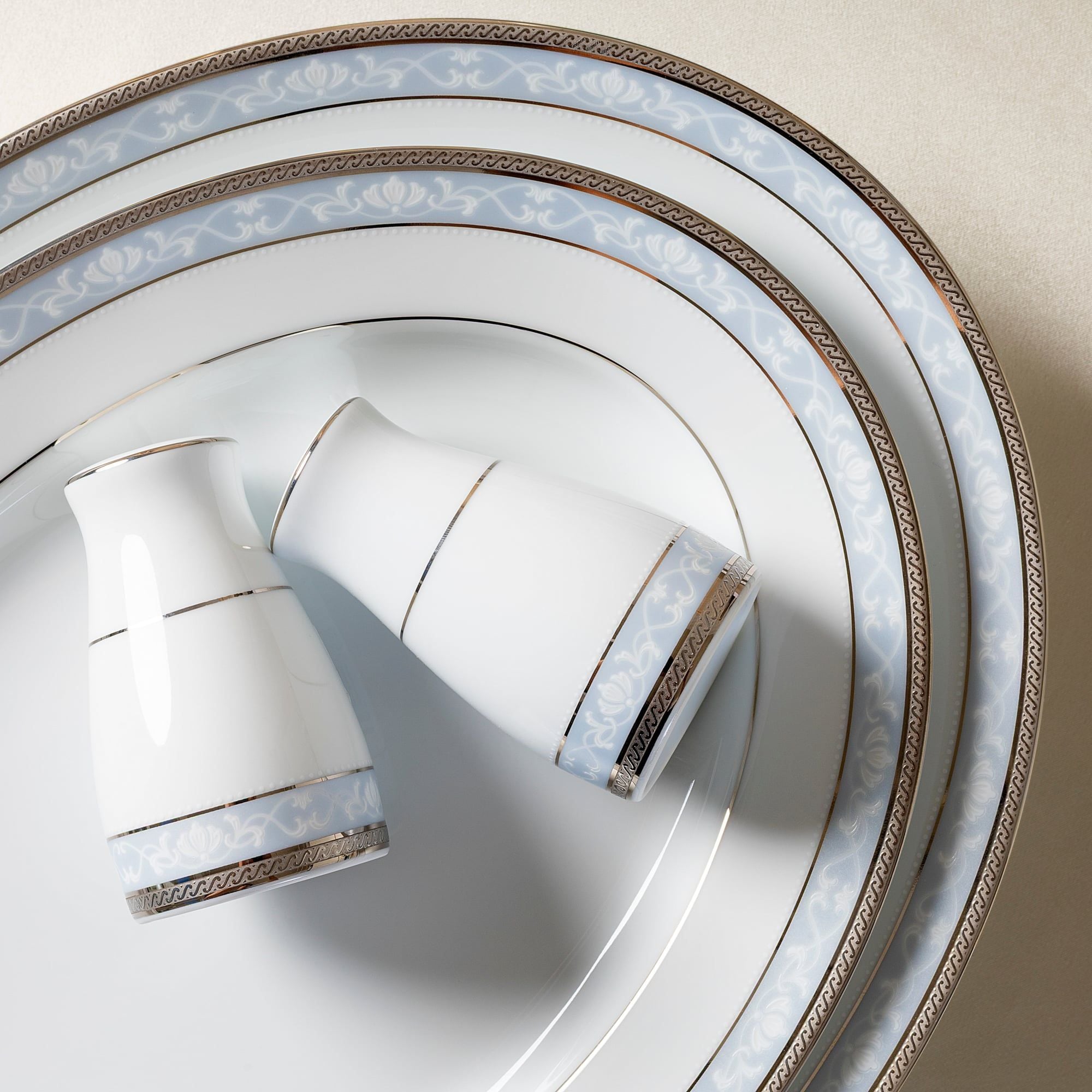  Bộ đĩa ăn kiểu Âu 22 món (cho 6 người) sứ trắng | Hampshire Platinum 4336L - D024AL 