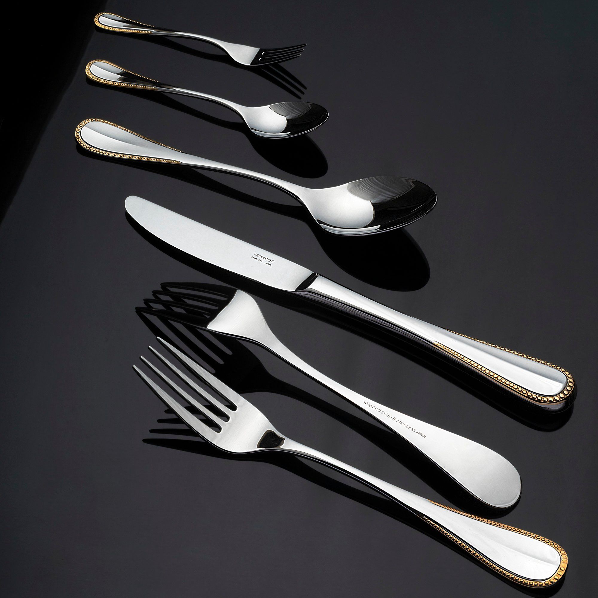  Bộ dao muỗng nĩa (dao thìa dĩa) 25 món mạ vàng cho 5 người | Yamaco Elegance G/A ELAS - 25 