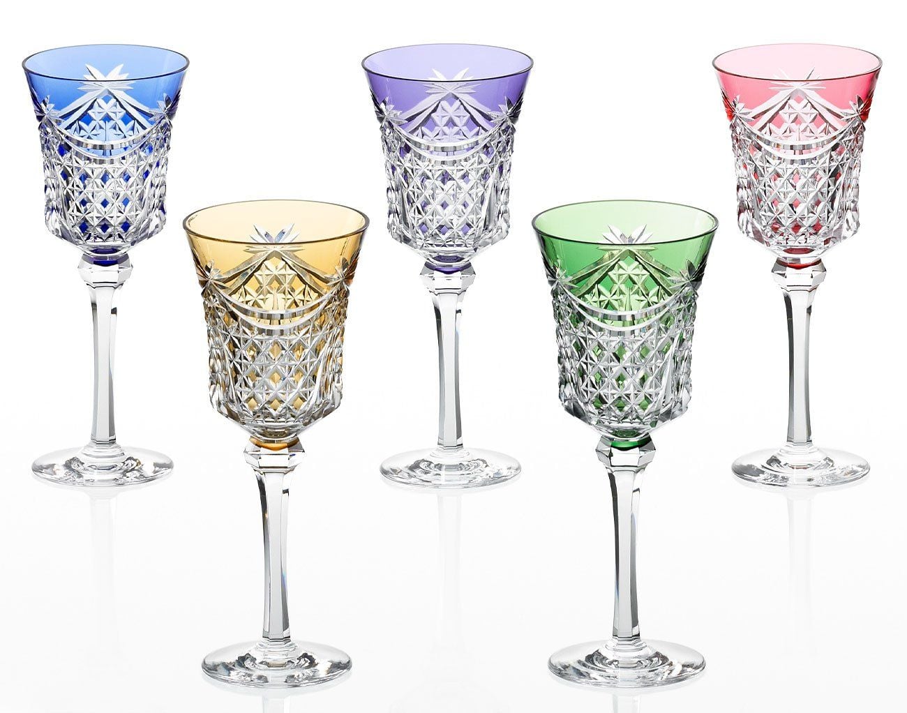  Bộ ly pha lê wine glass 05 màu xanh lá, đỏ, vàng, tím, xanh dương | Kagami KPS3602 - 2835-5 