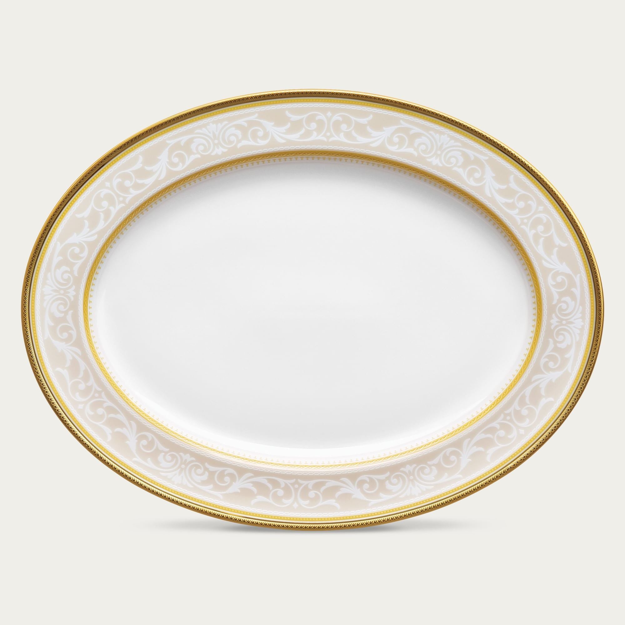  Đĩa Oval cỡ vừa (MD) dài 34,5cm sứ trắng | Glendonald Gold 1712L - 91344 