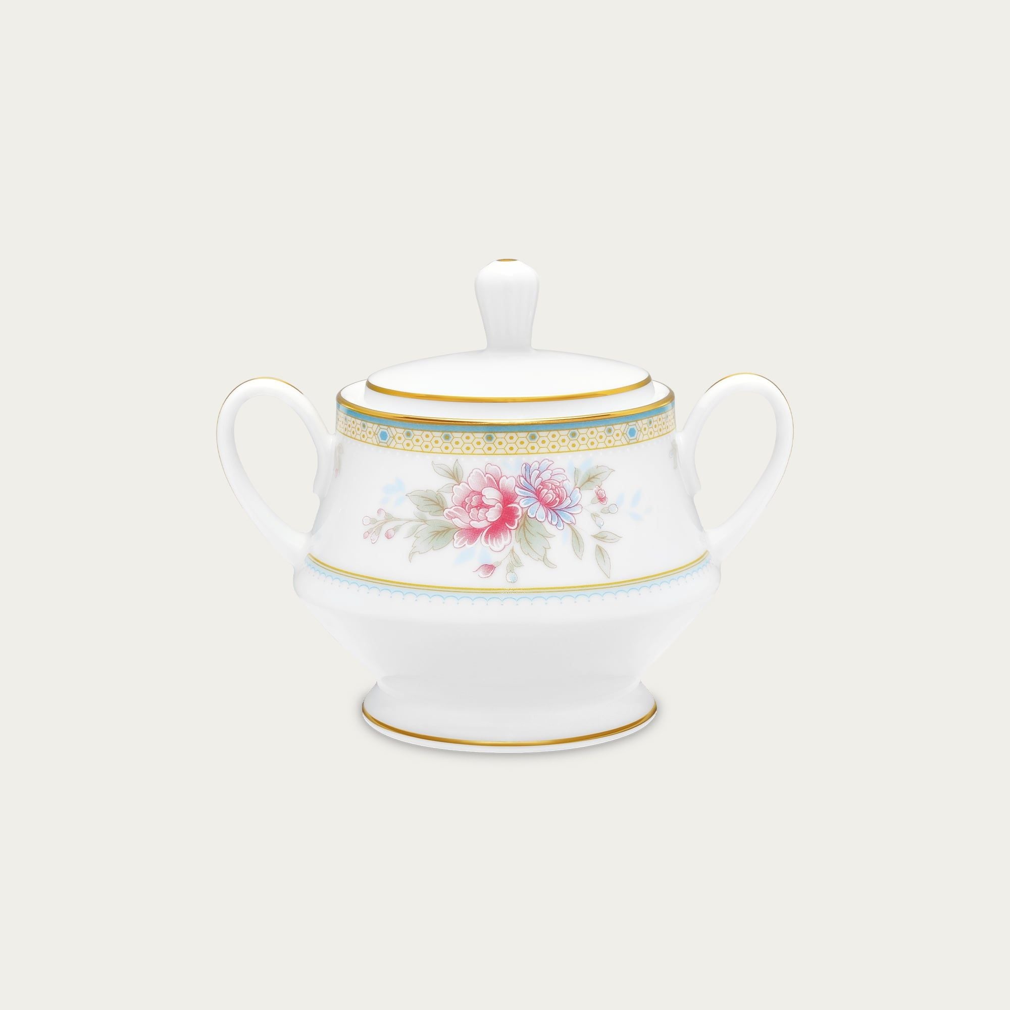  Bình (hũ) đường có nắp đậy dung tích 370ml sứ trắng | Flourishing Mdw M-677L - 91127 