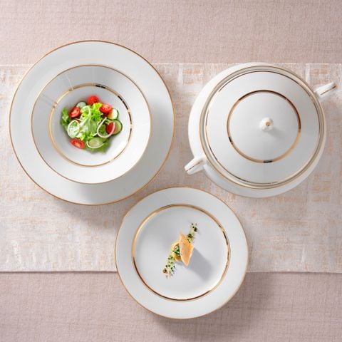  Bộ đĩa ăn kiểu Âu 22 món (cho 6 người) sứ trắng | Gloria L553L - D024AL 