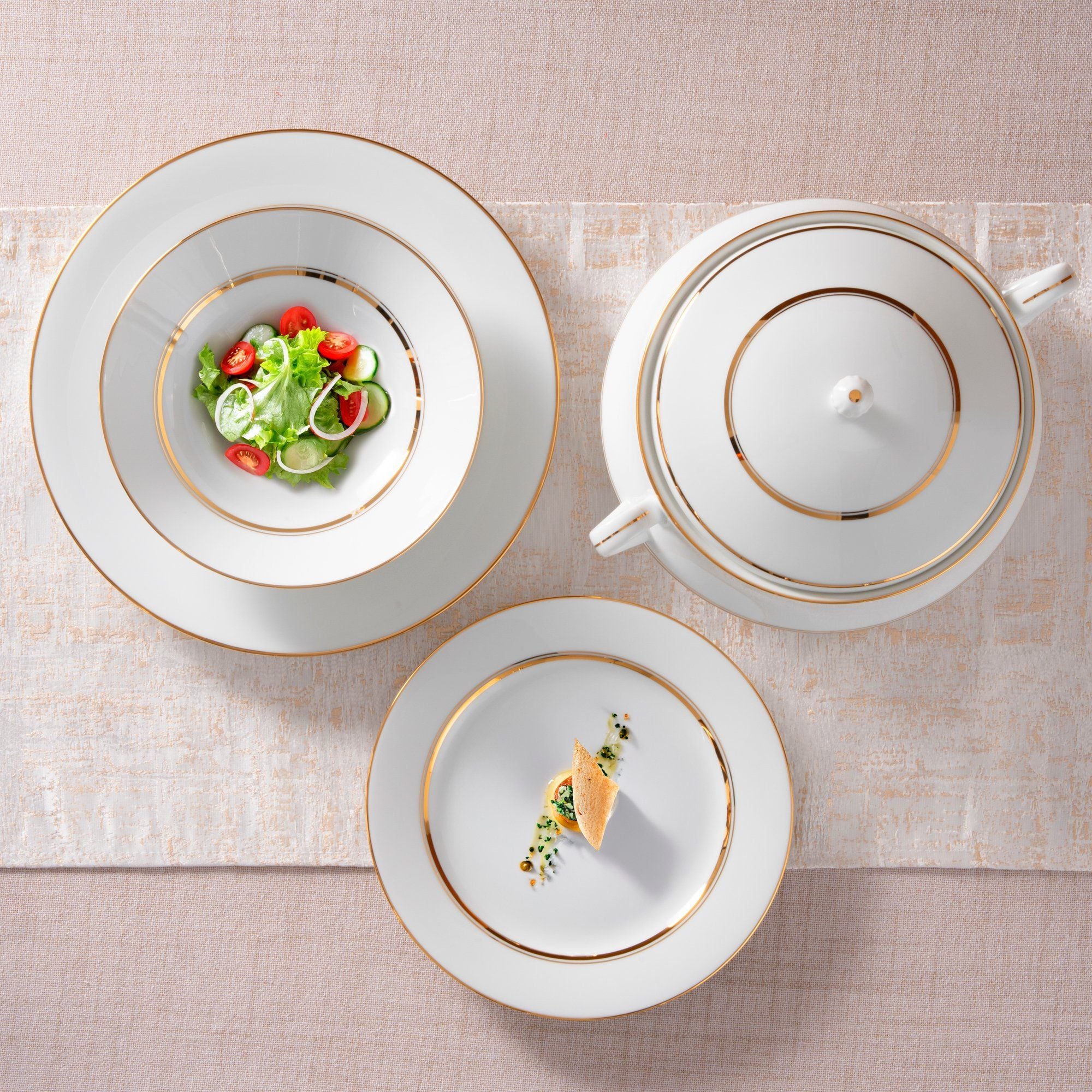  Bộ đĩa ăn kiểu Âu 22 món (cho 6 người) sứ trắng | Gloria L553L - D024AL 