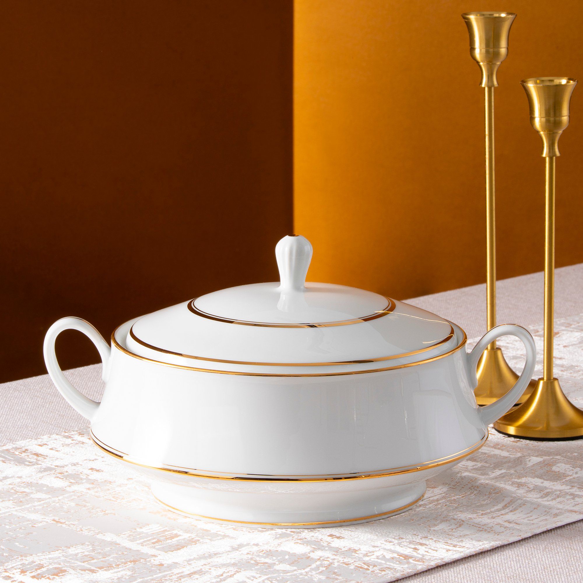  Bộ đĩa ăn kiểu Âu 22 món (cho 6 người) sứ trắng | Gloria L553L - D024AL 