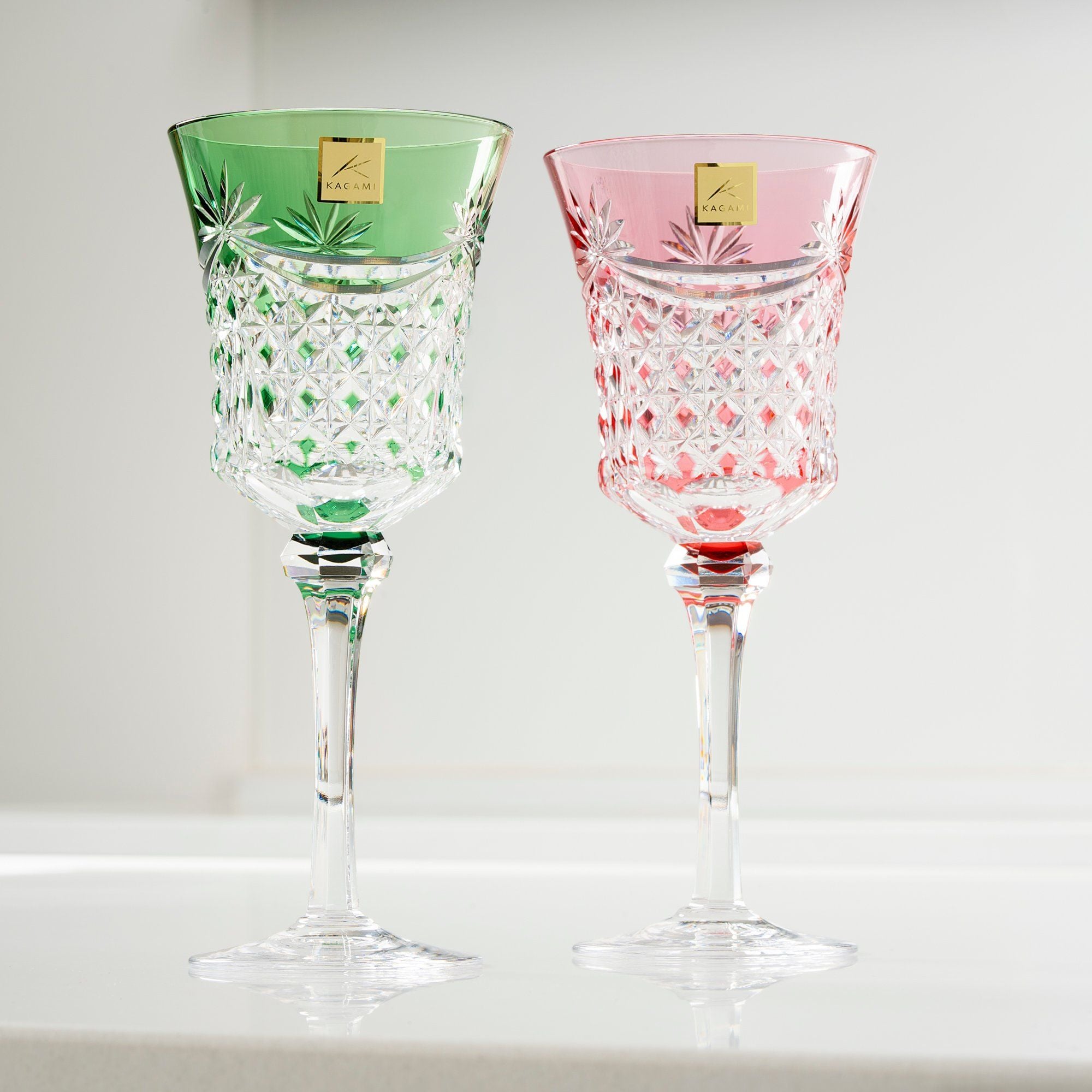  Bộ ly pha lê wine glass 05 màu xanh lá, đỏ, vàng, tím, xanh dương | Kagami KS3602 - 2835-5 