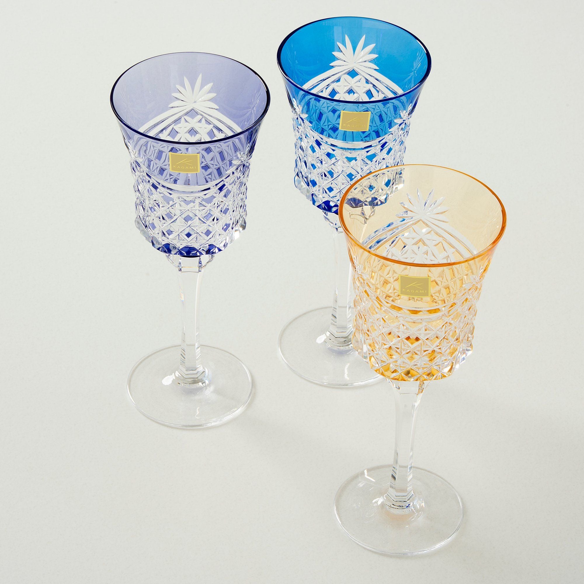  Bộ ly pha lê wine glass 05 màu xanh lá, đỏ, vàng, tím, xanh dương | Kagami KS3602 - 2835-5 