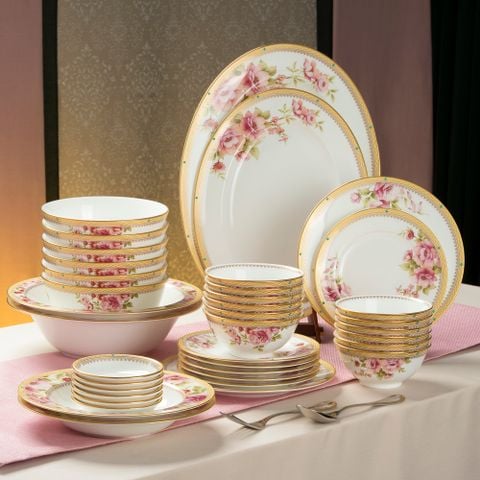  Bộ bát đĩa ăn châu Á đầy đủ 38 món (cho 6 người) sứ xương | Hertford 4861L - D038AC 