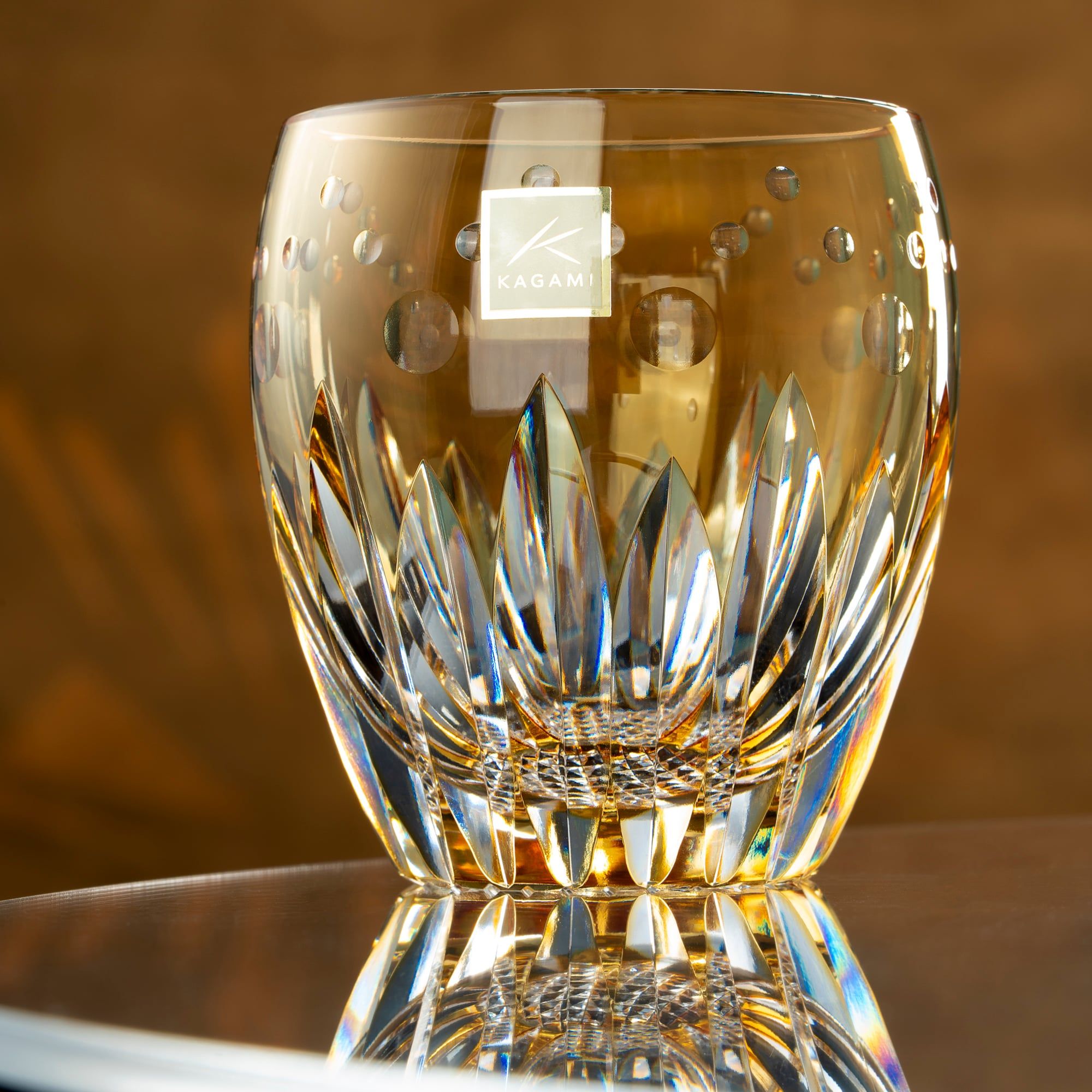  Ly pha lê rock glass Edo Kiriko "Sunflower" 240ml màu vàng được chế tác bởi nghệ nhân Satoshi Nabeya | Kagami Crystal T727 - 2839-CUM 