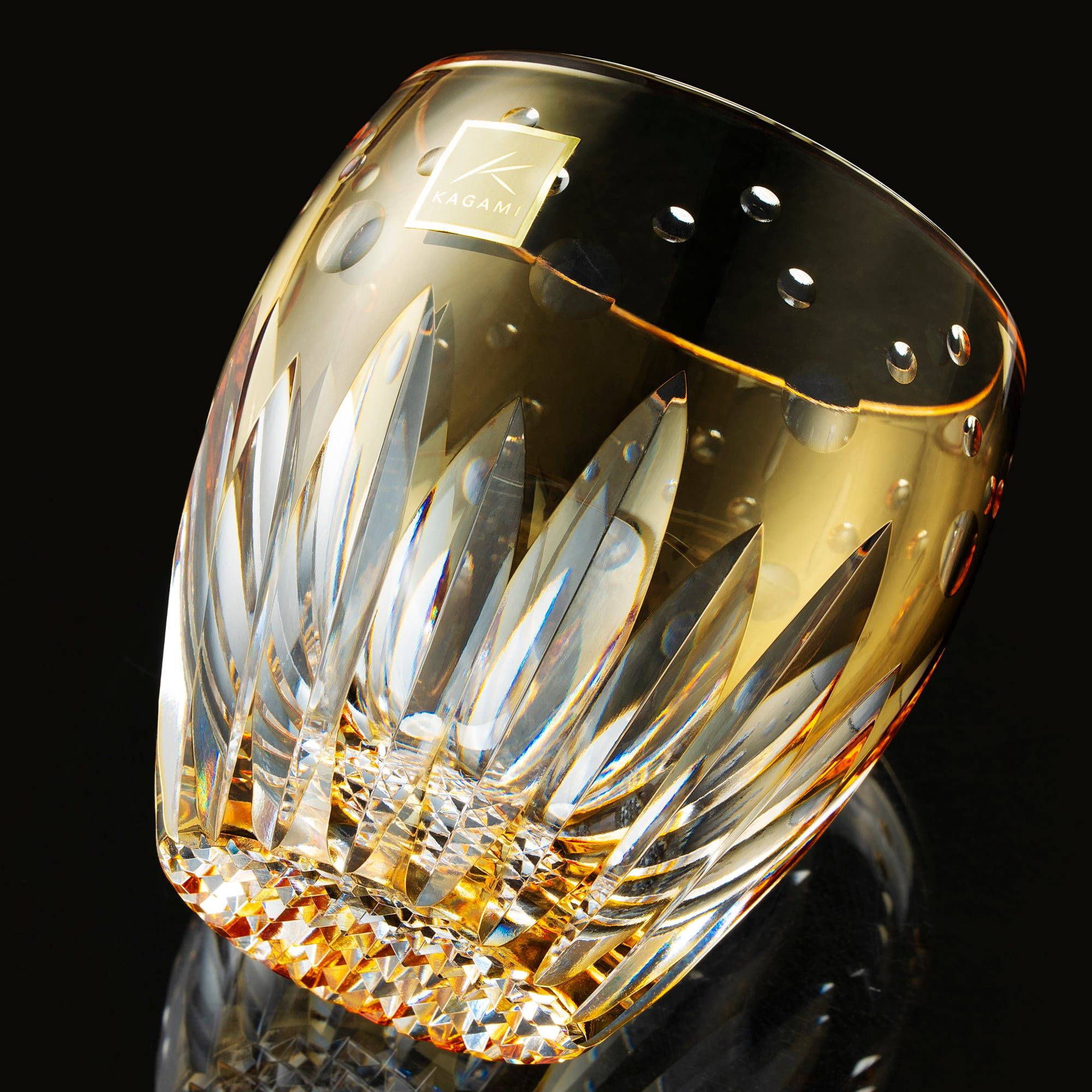  Ly pha lê rock glass Edo Kiriko "Sunflower" 240ml màu vàng được chế tác bởi nghệ nhân Satoshi Nabeya | Kagami Crystal T727 - 2839-CUM 